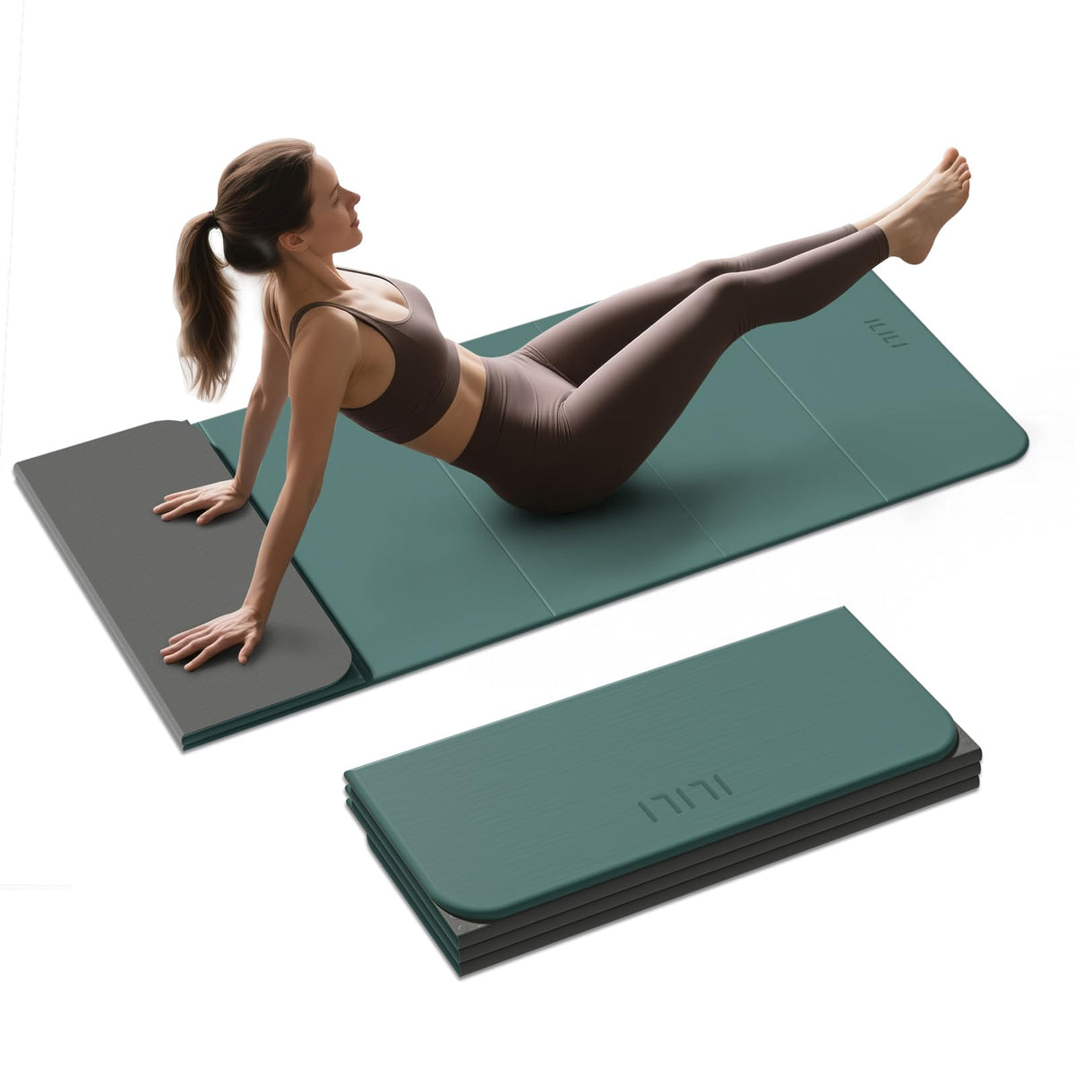 Foldable Yoga Mat 10mm (Dark Green+Dark Gray)