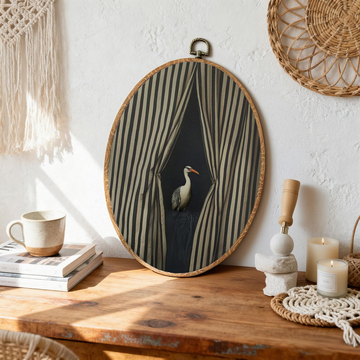 Vintage Crane Oval Wall Art (11Child)