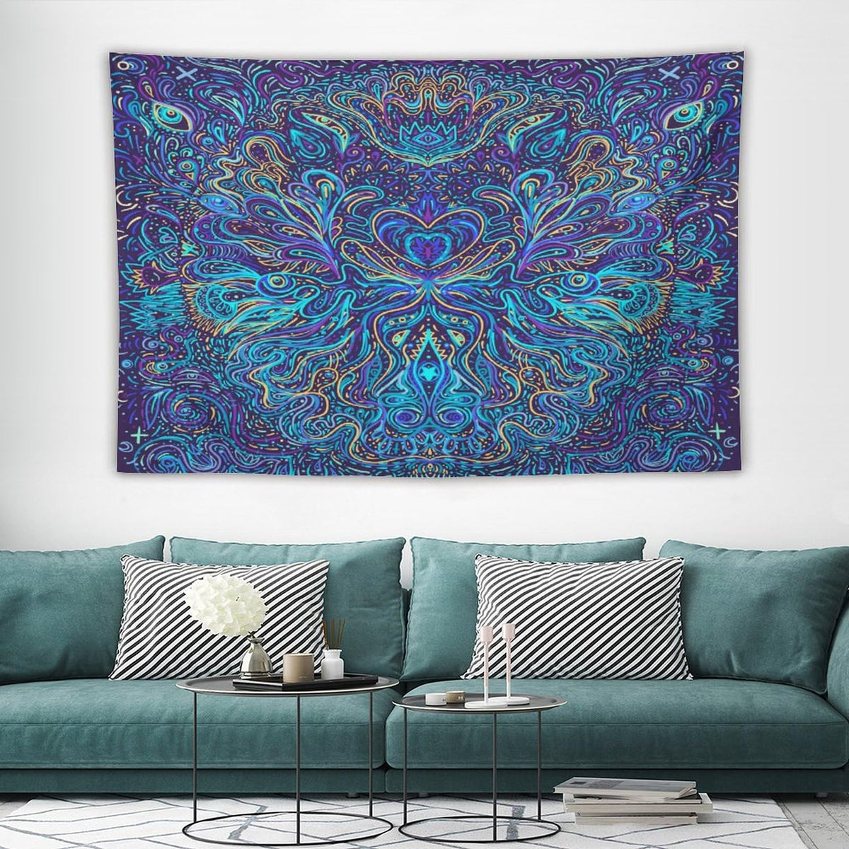 Hippie Bohemian Mandala Tapestry Wall Hanging Indian Gypsy Abstract Flower Floral Texture Print Tapestries Home Decor for Living Room Bedroom Apartment Farmhouse Dorm 40"x60" (40"L x 60"W / Mandala-8)