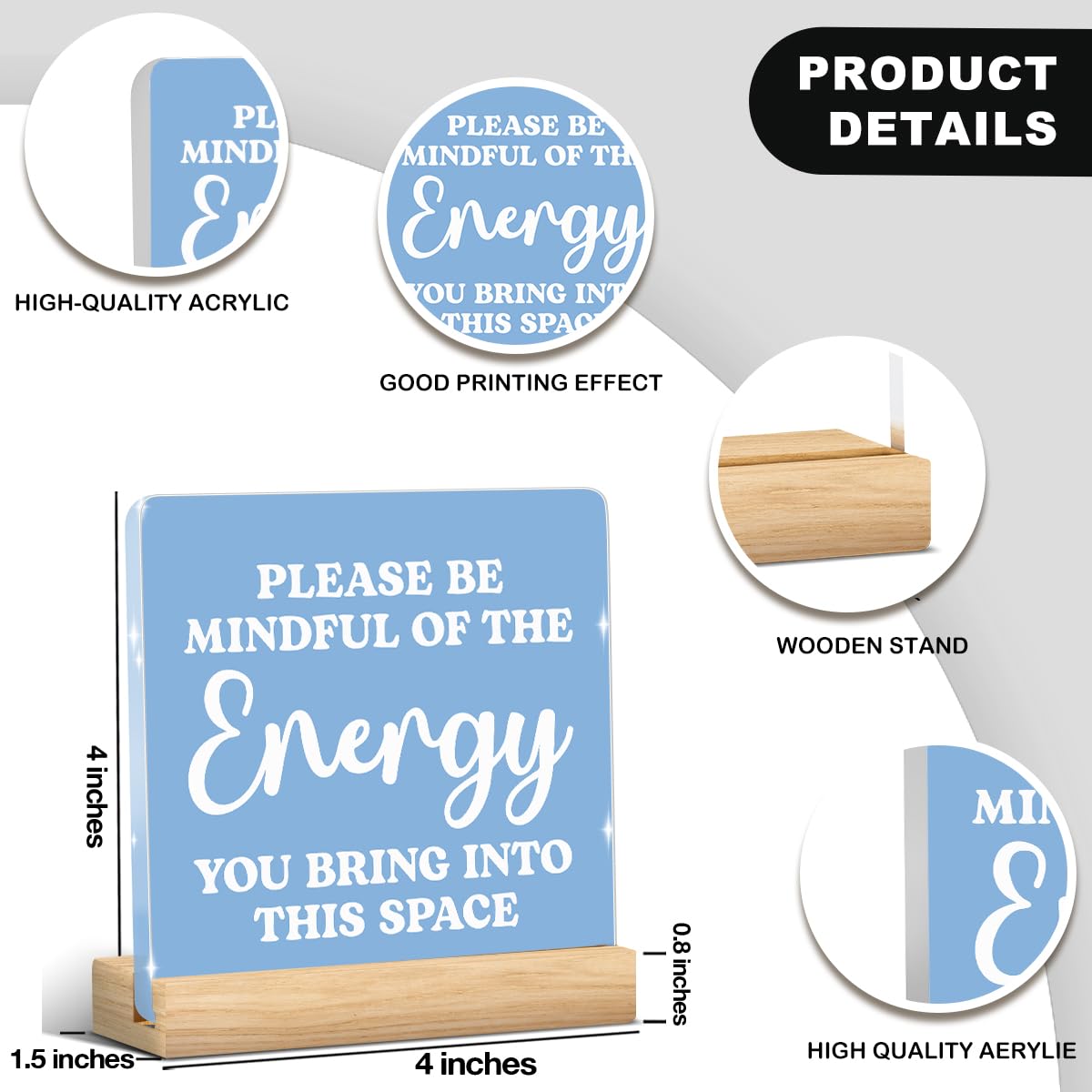 Blue Room Decor Zee Decor Spiritual Acrylic Motivational Gifts (Blue Please Be Mindful Of The Energy You Bring Into This Space)