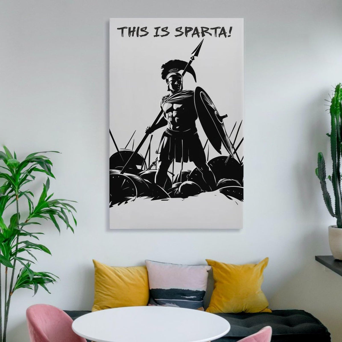 This Is Sparta Warrior Silhouette Canvas Printing Wall Art Prints Wall Decor Posters Monochrome Minimalist Greek Soldier Living Room Bedroom Office Gym Aesthetic 24x36inch (style-6 / 24x36inch(60x90cm) Unframe)