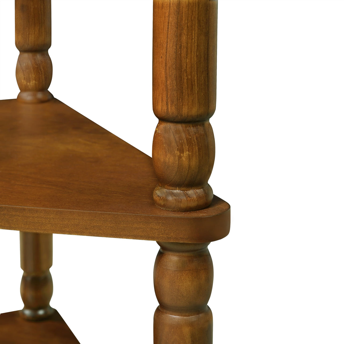 Small Triangle Corner Table Wood Corner Side Tables with Drawer & 2 Open Shelves 3 Tier End Table with Solid Wood Legs for Small Spaces Living Room (33.86"L x 20"W x 34.57"H / Brown)