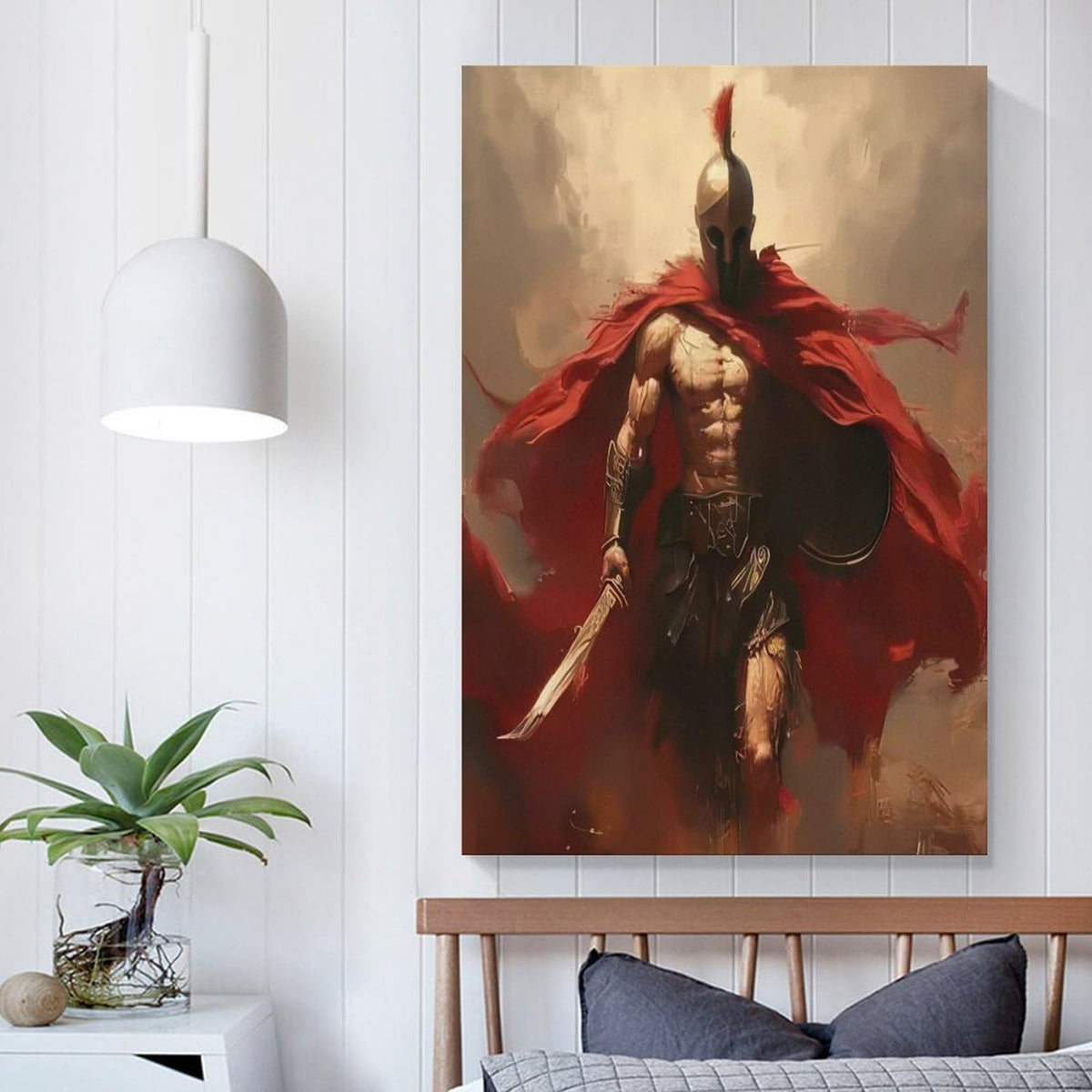 Spartan Warrior Motivational Battle Scene Poster Canvas Printing Wall Art Prints Wall Decor Posters Red Cape Ancient Greek Hero Dark Dramatic Living Room Bedroom Office Decor 24x36inch (style-12 / 24x36inch(60x90cm) Unframe)