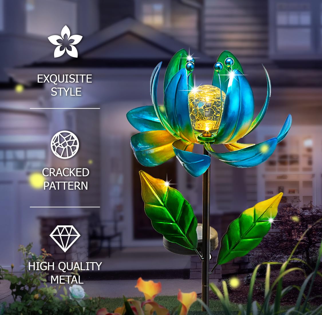 Solar Yard Lights Wind Spinners (Blue-standard)