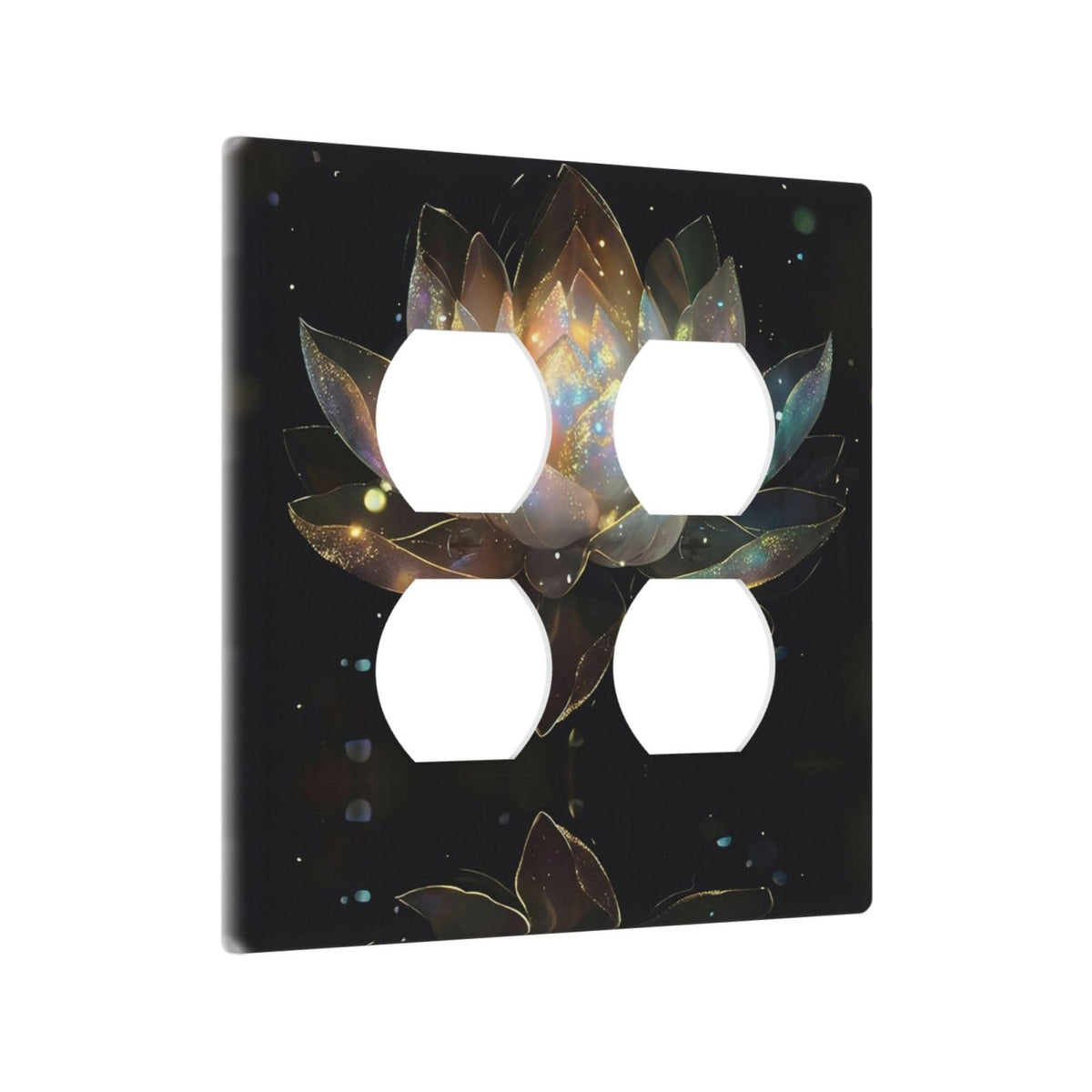 Spa Yoga Zen Lotus Flower 2 Gang 2 Duplex Combination Light Switch Cover Decorative Combo Dual Device Receptacle Switch Face Wall Plate (Spa Yoga Zen Lotus Flower / 2 Gang2 Duplex)