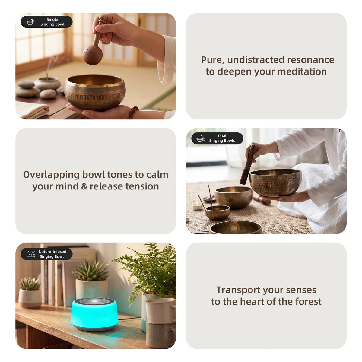 Automatic Tibetan Singing Bowl Sound Machine (Gray & Blue / Standard)