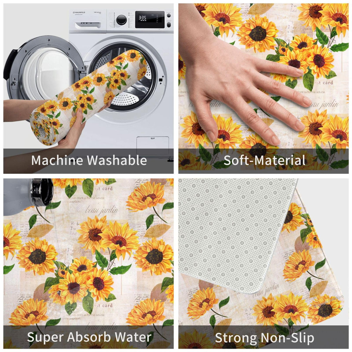 Sunflowers Bath Mat Non (1'4" x 1'11" (Rectangular) / Sunflowers)