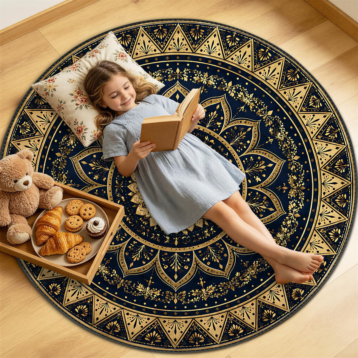 6ft Round Area Rug (Royal Mandala / 6' (Round))