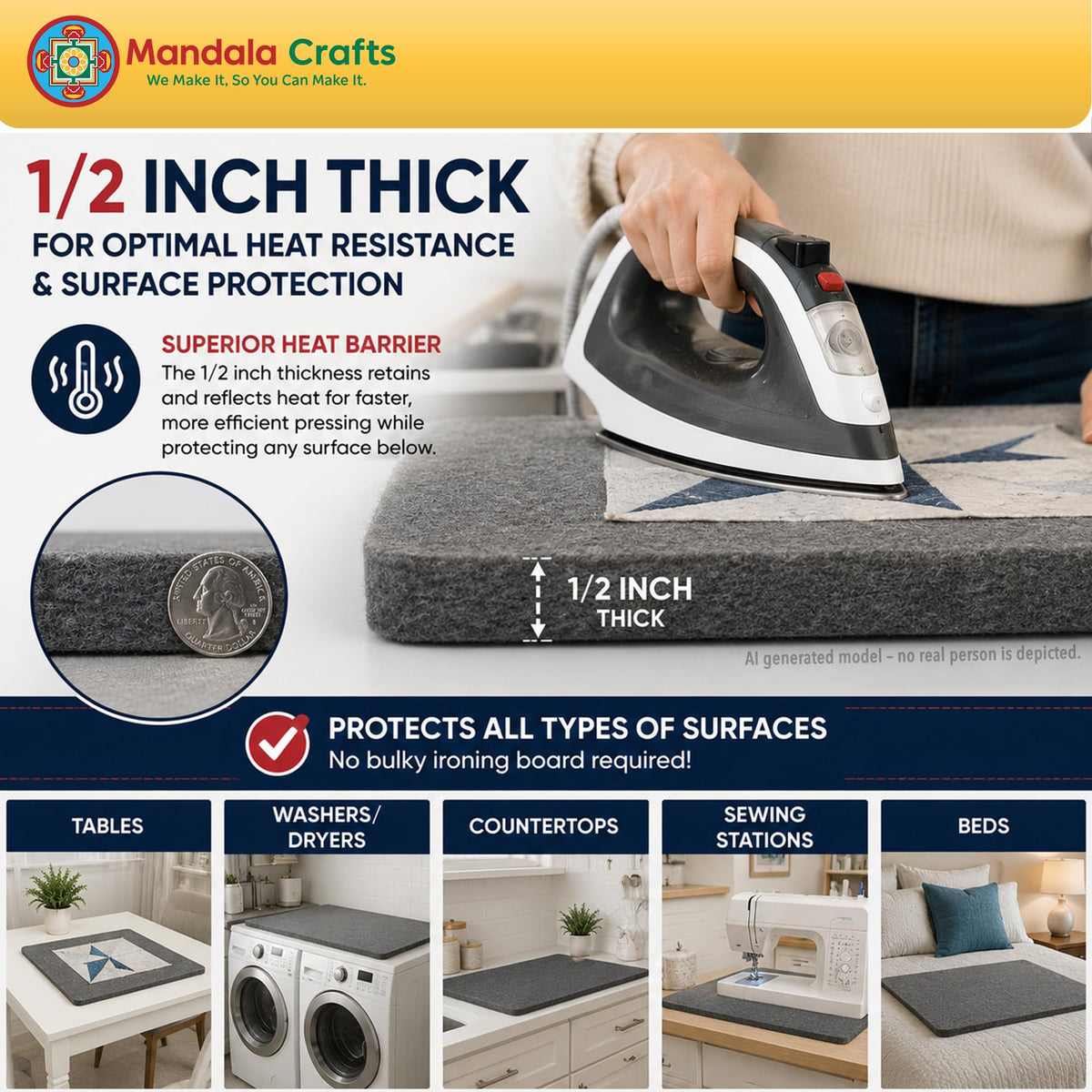 11.5×14.5 in 100% New Zealand Wool Pressing Mat Ironing Pad (11.5 X 14.5 Inches Mat)