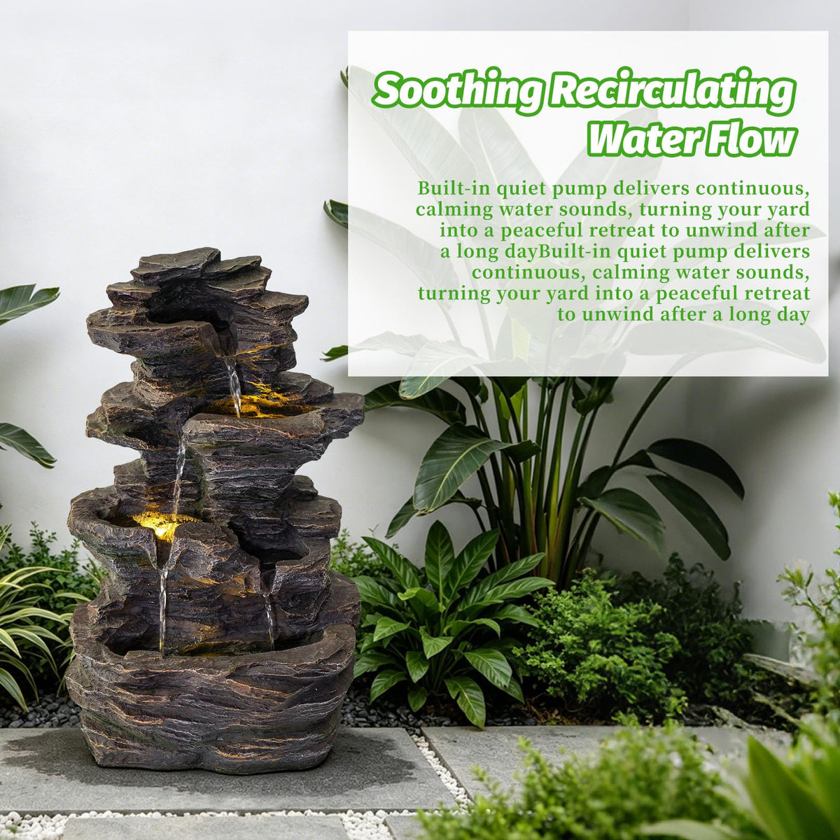 18.7" Outdoor Water Fountain (18.7" Rock Stack)