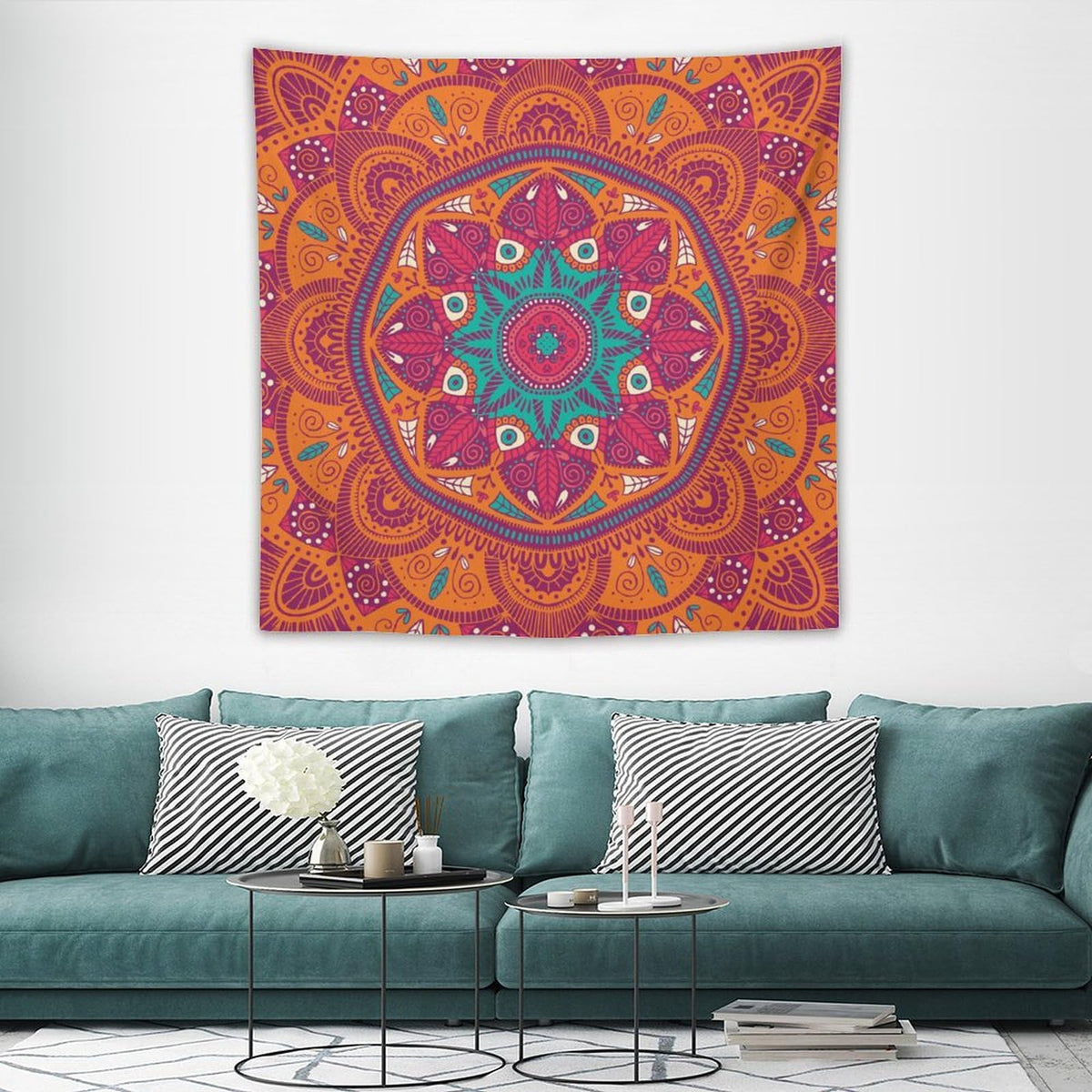 Mandala Tapestry Wall Hanging Indian Abstract Hippie Bohemian Art Floral Texture Pattern Tapestries Home Decor for Living Room Bedroom Kitchen Dorm 60"x60" (60"L x 60"W / Mandala-14)