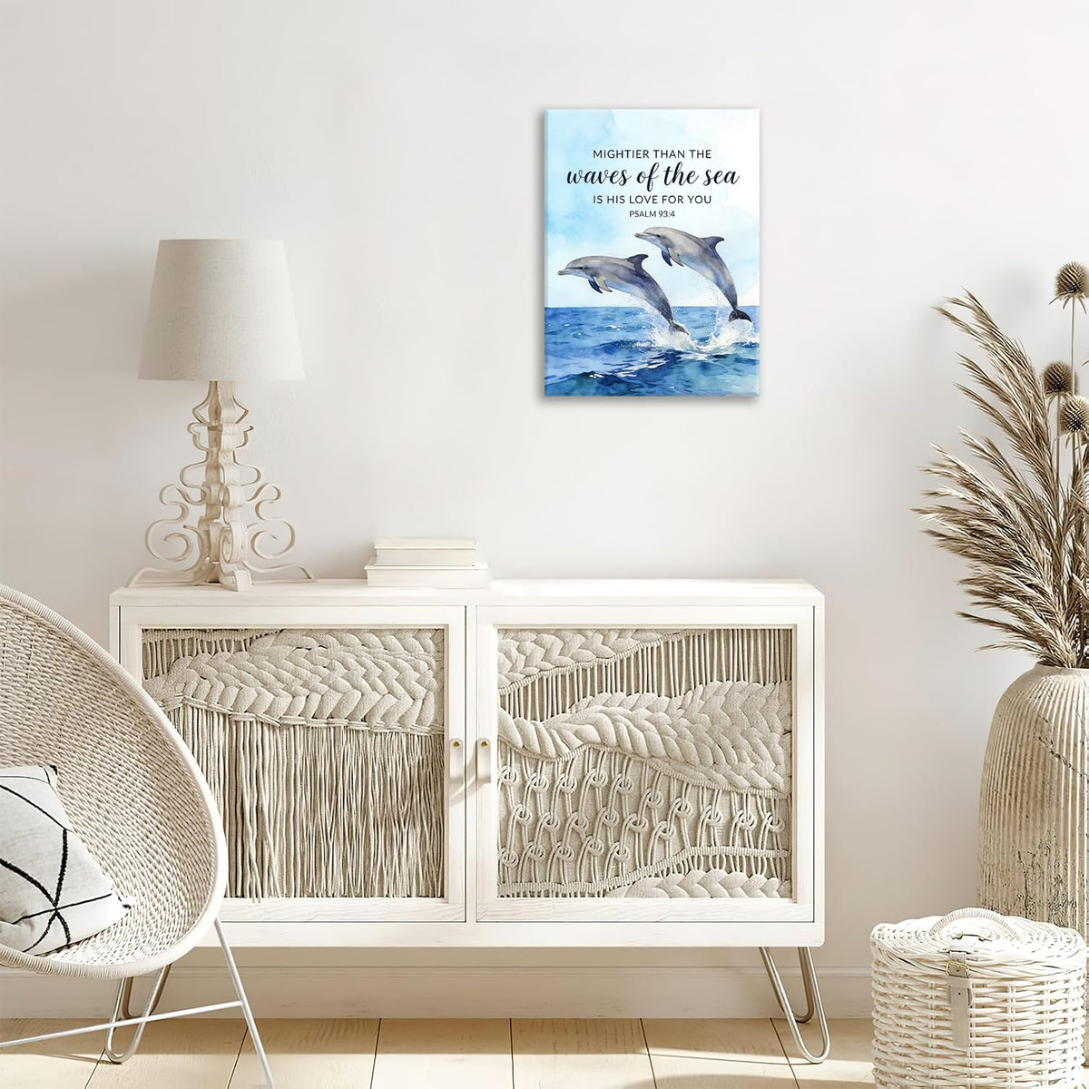 Dolphin Canvas Wall Art Inspirational Print Painting Framed ArtWork 12"x16" (Two Dolphins / 16"L x 12"W)