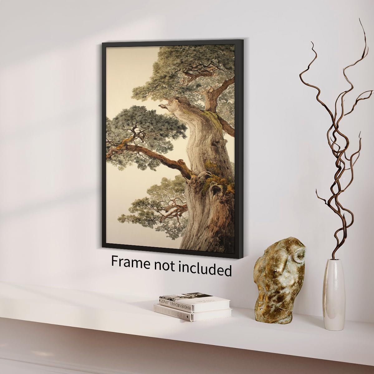 Vintage Japanese Pine Tree Wall Art Oriental Asian Tree Canvas Posters Japan Scenery Room Aesthetic Prints Calm Earthy Forest Botanical Painting for Home Bedroom Living Room Office 11x14in Unframed (Unframed / Japanese Poster / 14"L x 11"W)