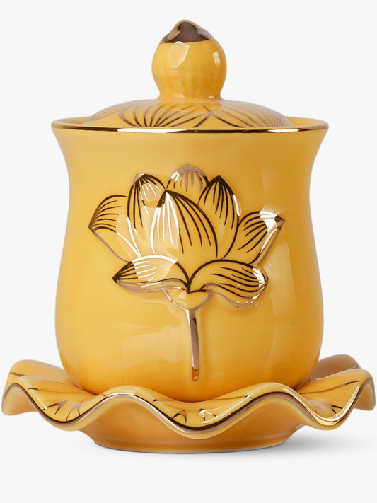 Yellow Buddha Water Cup (1pc Yellow Ceramic Cup)