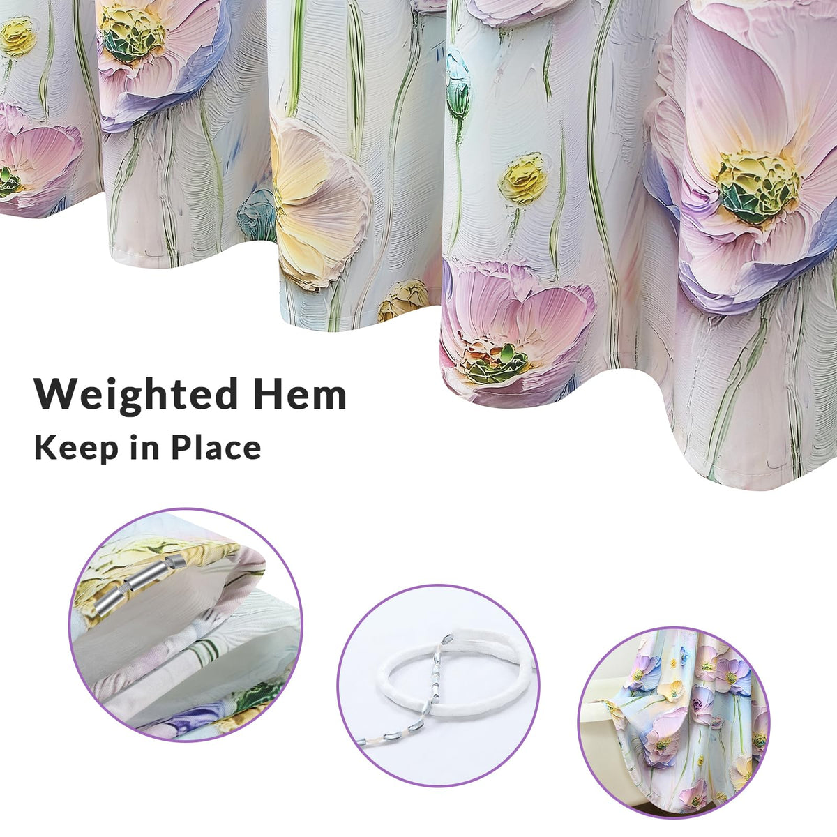 Artistic Pink Floral Oil Painting Shower Curtain (Bahar / 54"W x 72"L (Pack of 1))
