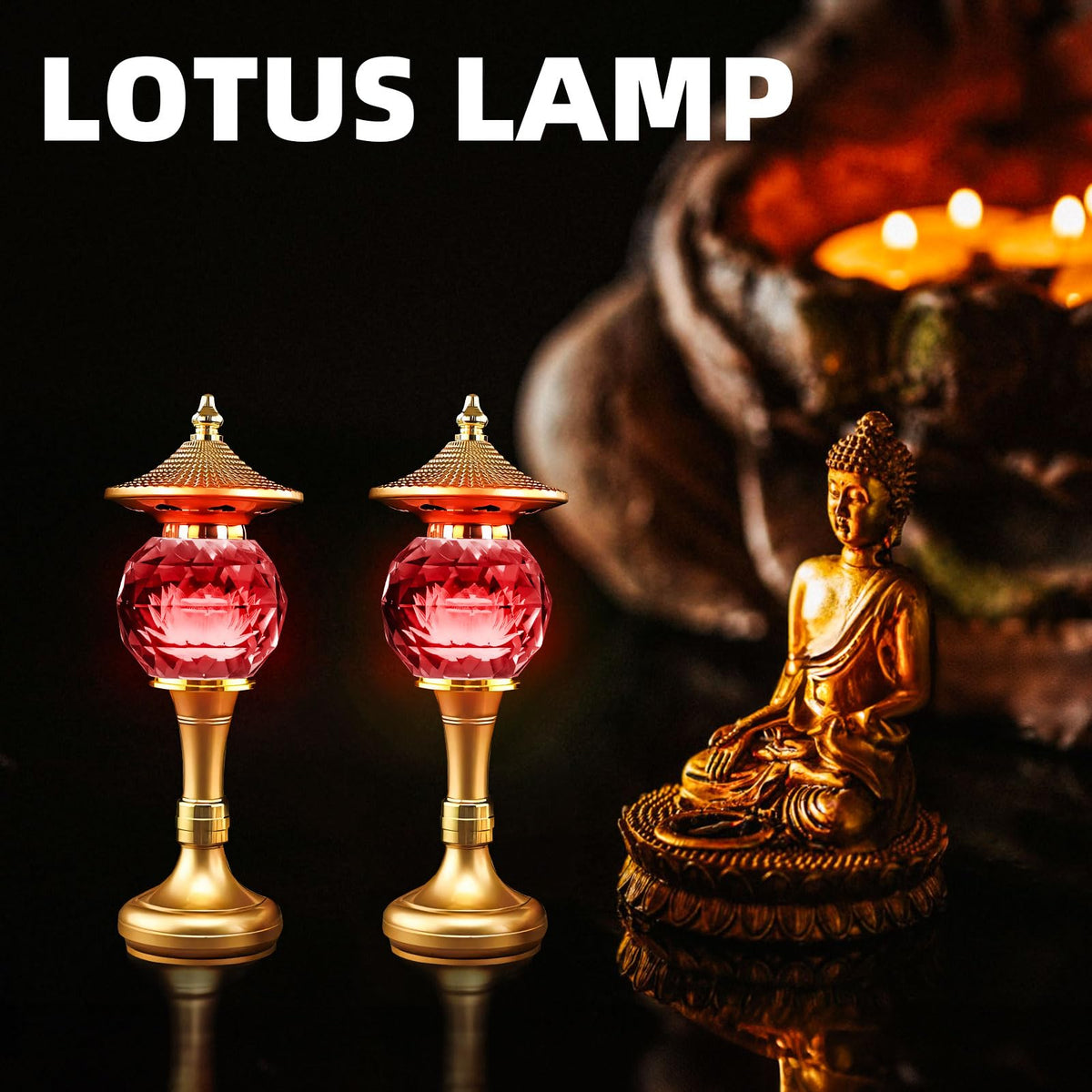 Lotus Flower Lamp Pineapple Crystal 7 Color LED Buddhist Meditation (Z11-10inch)