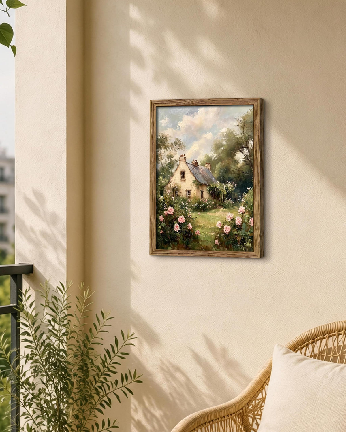 English Cottage Framed Canvas Wall Art (A-Garden / 16"L x 12"W)