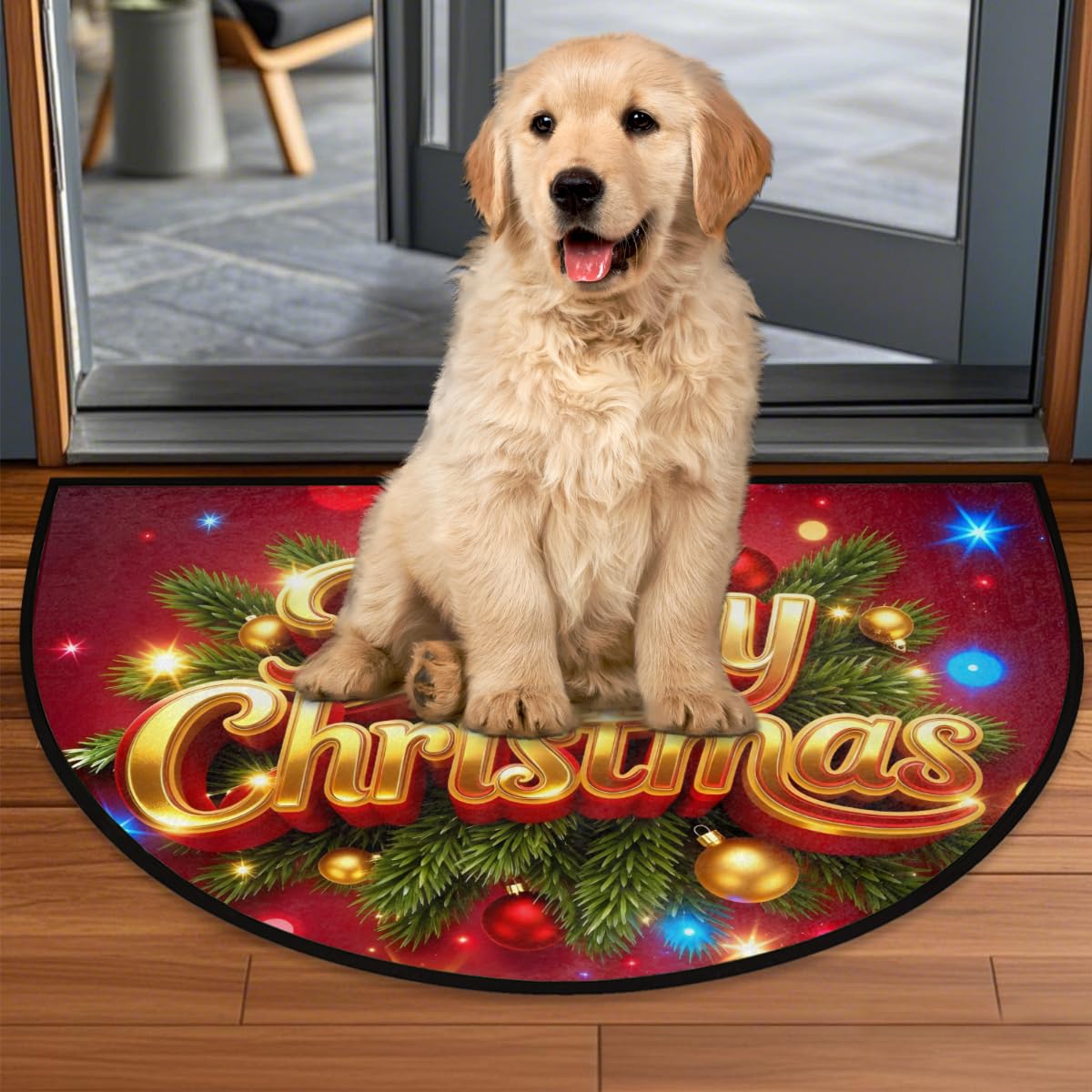 Christmas Half Round Door Mat Outdoor Welcome Entrance Doormat A16 (B-26 Christmas)