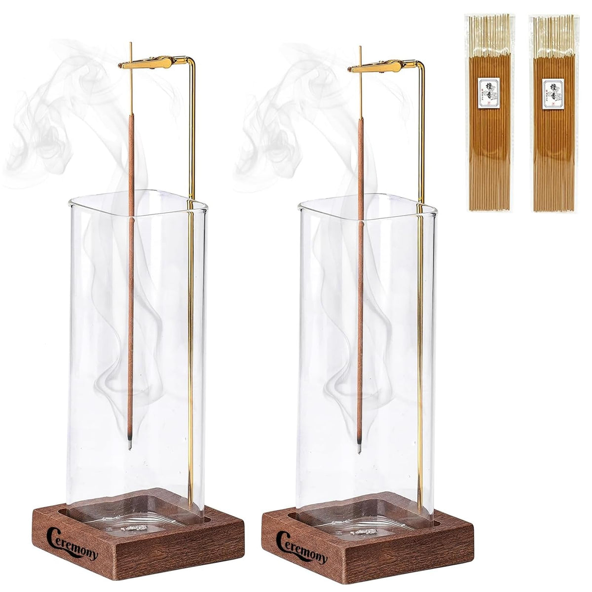 Incense Holder (Wooden Square / One Glass)