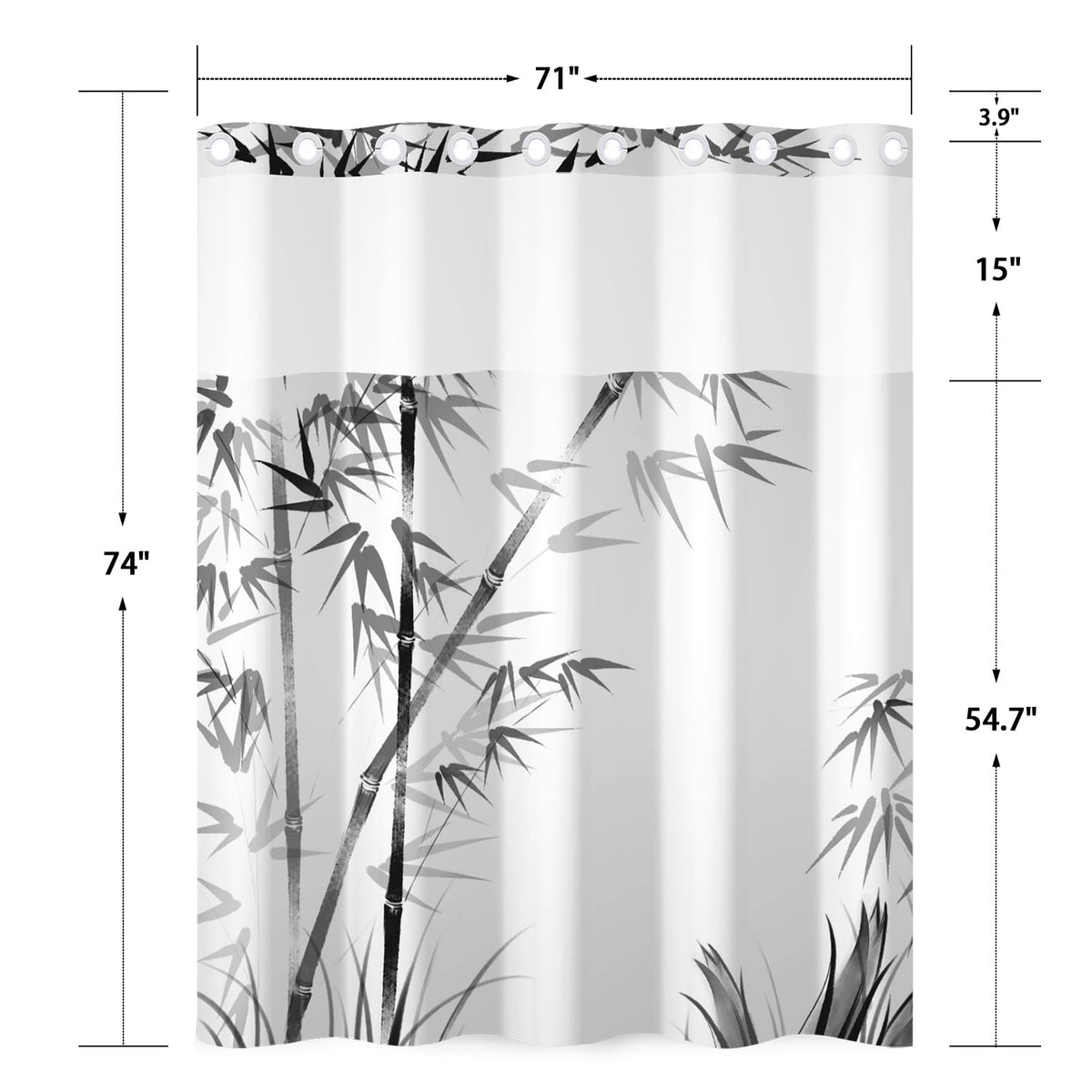 No Hook Shower Curtain and Snap in Liner Set (Bamboo)