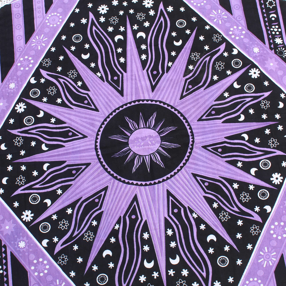 Round Beach Tapestry Turquoise Mandala Throw (5'10" (Round) / Purple)