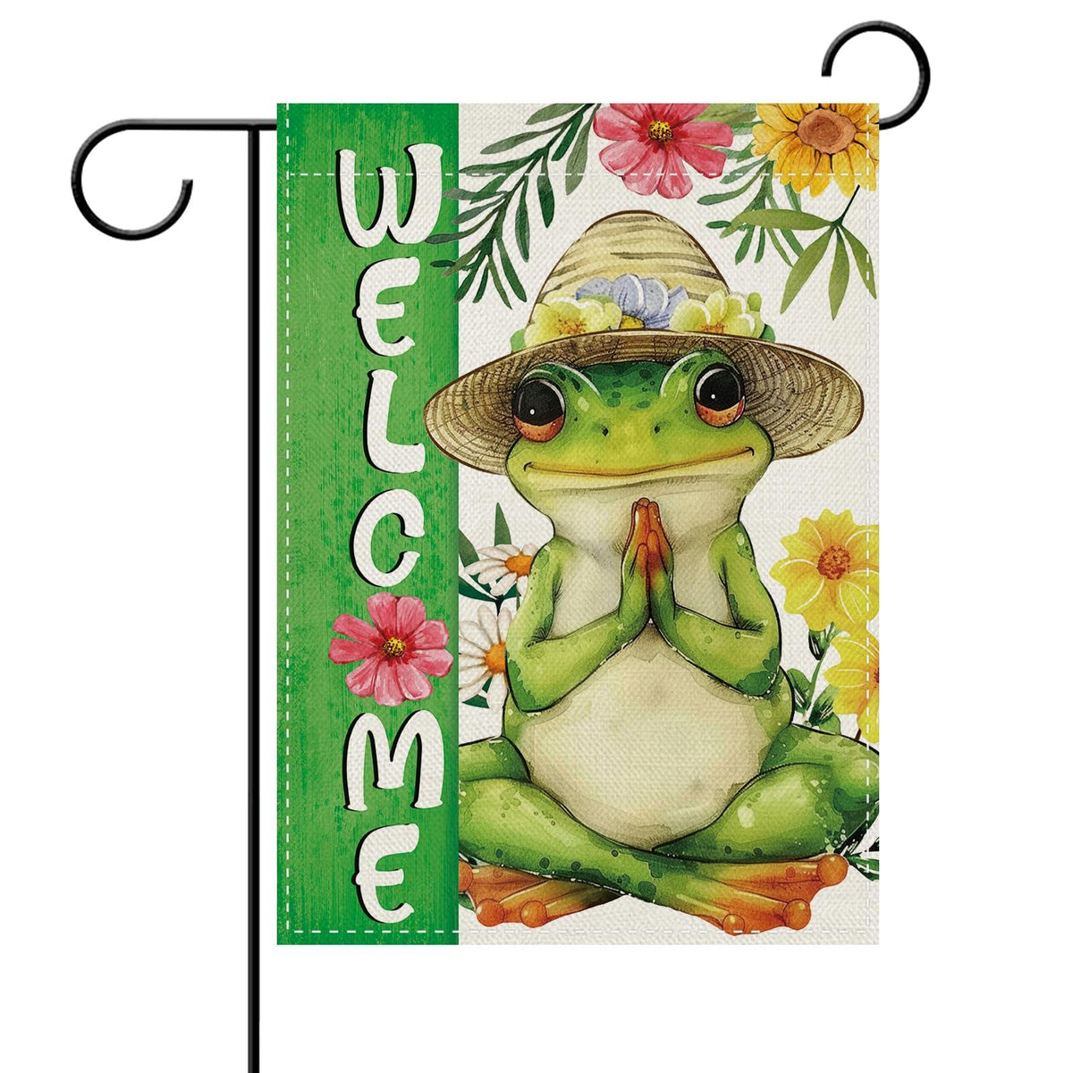 Meditation Yoga Frog Welcome Decorative Garden Flag (Frog)