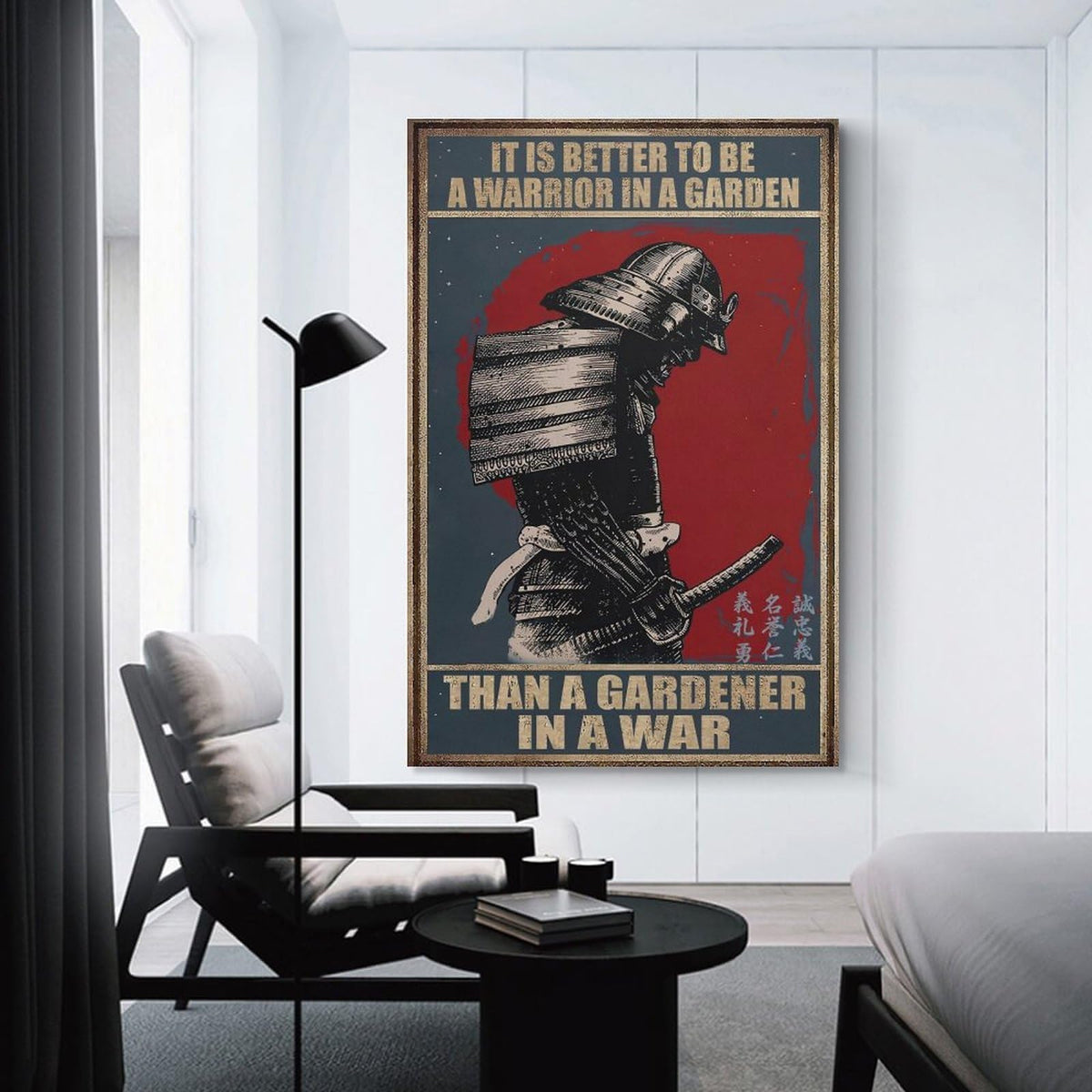 Samurai Warrior In Garden Quote Canvas Printing Wall Art Prints Wall Decor Posters Vintage Japanese Bushido Red Black Living Room Bedroom Office Study Home Library 20x30inch (style-29 / 20x30inch(50x75cm) Unframe)