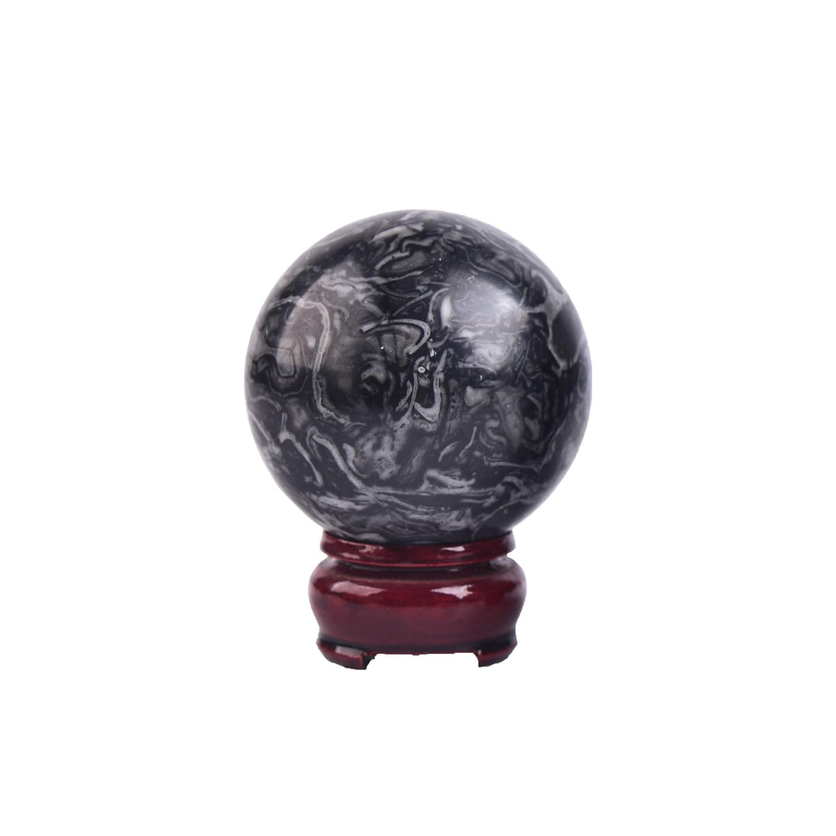 Crystal Sphere Dragon Vein Rugged Orb for Office Workspace (Black Dragon Vein / 2.4-2.8 IN)