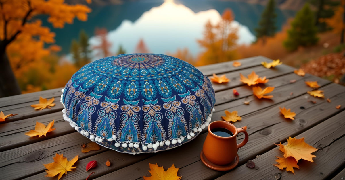 ICC Large Hippie Elephant Mandala Floor Pillow Cover (Green Peacock)