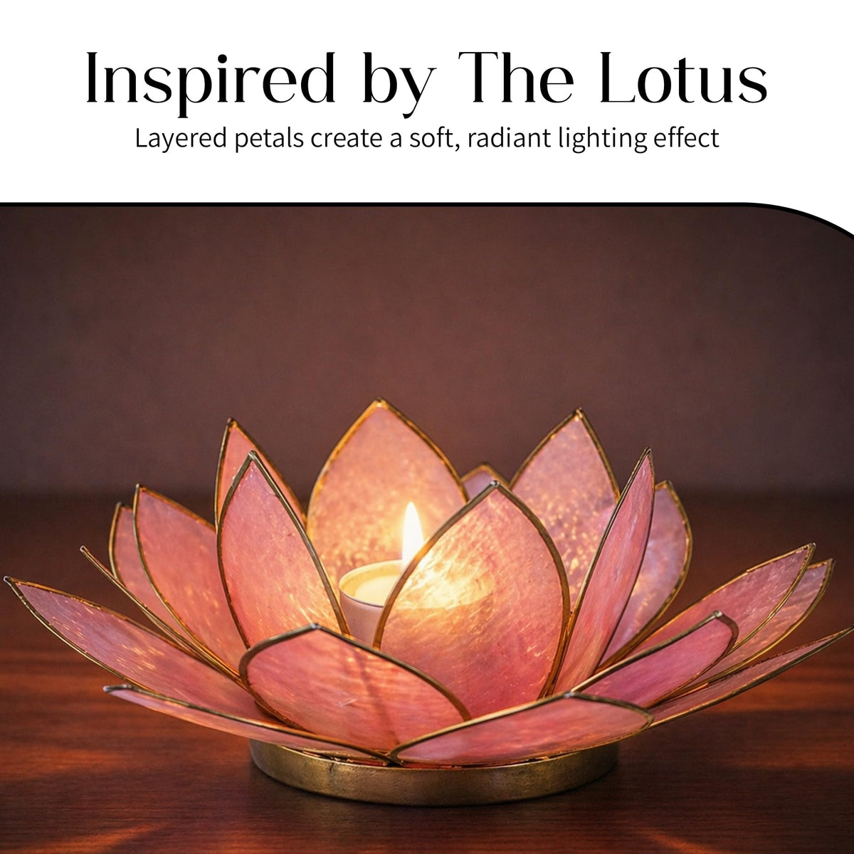 Gemstone Lotus Tealight Holder (Rose Quartz / Regular)