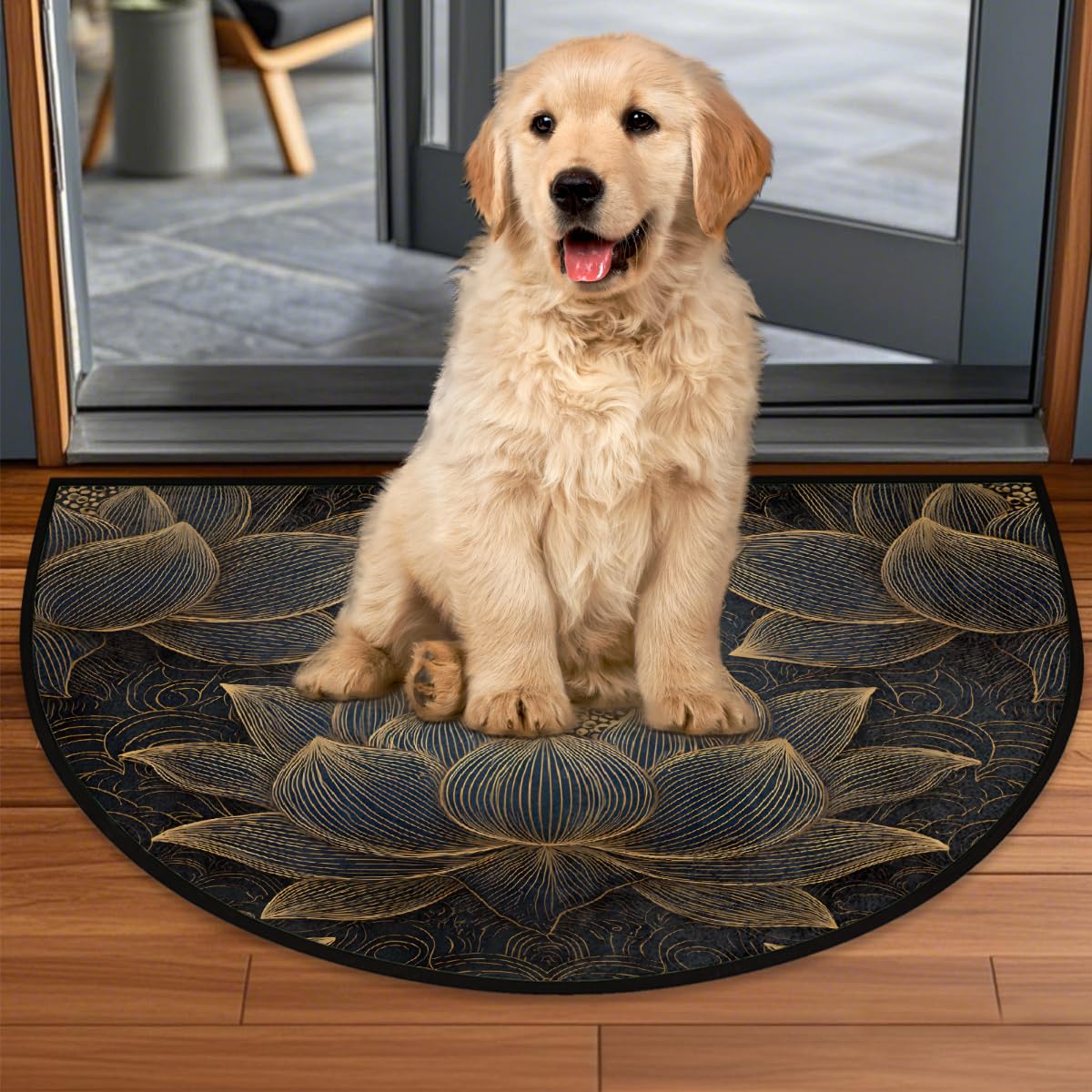 Golden Lotus Half Round Door Mat Non (B:e-48)
