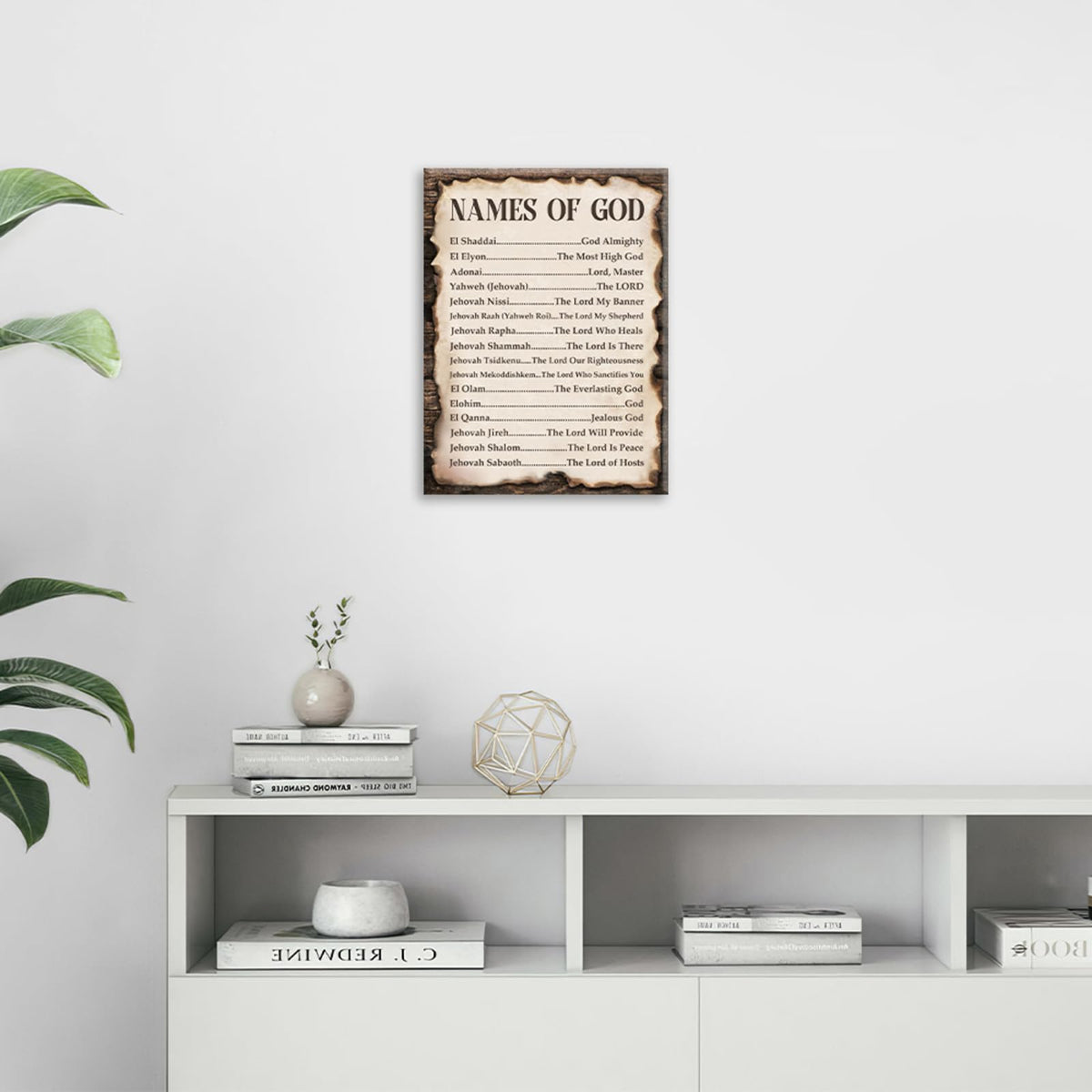 Names of God Wall Art Christian Religious Scripture Wall Decor Bible Verse Canvas Painting Picture for Church Bedroom Living Room 16"x20" (Names Of God / 20"L x 16"W)