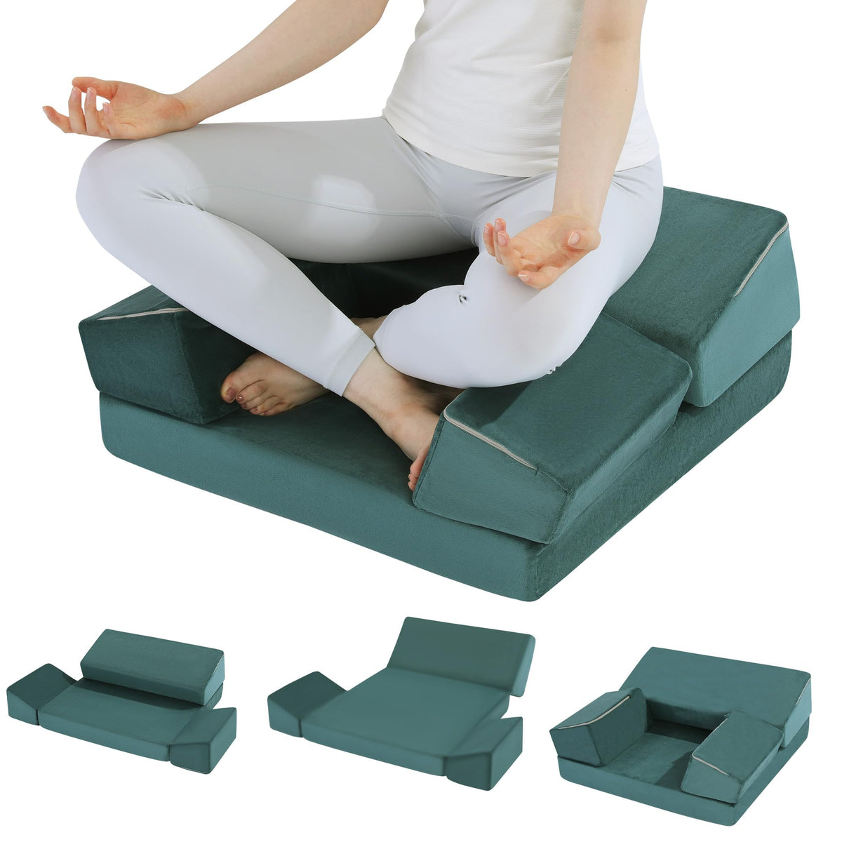 Large Meditation Cushion Foam Meditation Pillows for Sitting on Floor (Green)