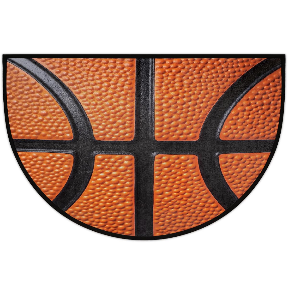 Basketball Lace Half Round Door Mat Indoor Entrance Low Pile Non Slip Absorbent Semi Circle Welcome Mats Doormats 36x24 in Floor Mats for Home Kitchen (Basketball Lace Texture)