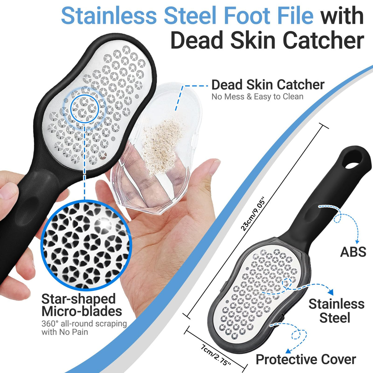 Foot Massage Mat and Foot File Set (Blue+black)