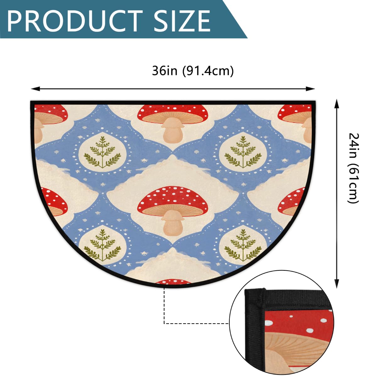 Mushroom Half Round Door Mat Semi Moon Rug Fireplace Carpet Area Rugs (Color19)