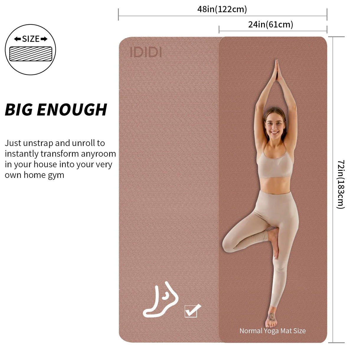 Large Yoga Mat (Brown+Apricot / 8mm)