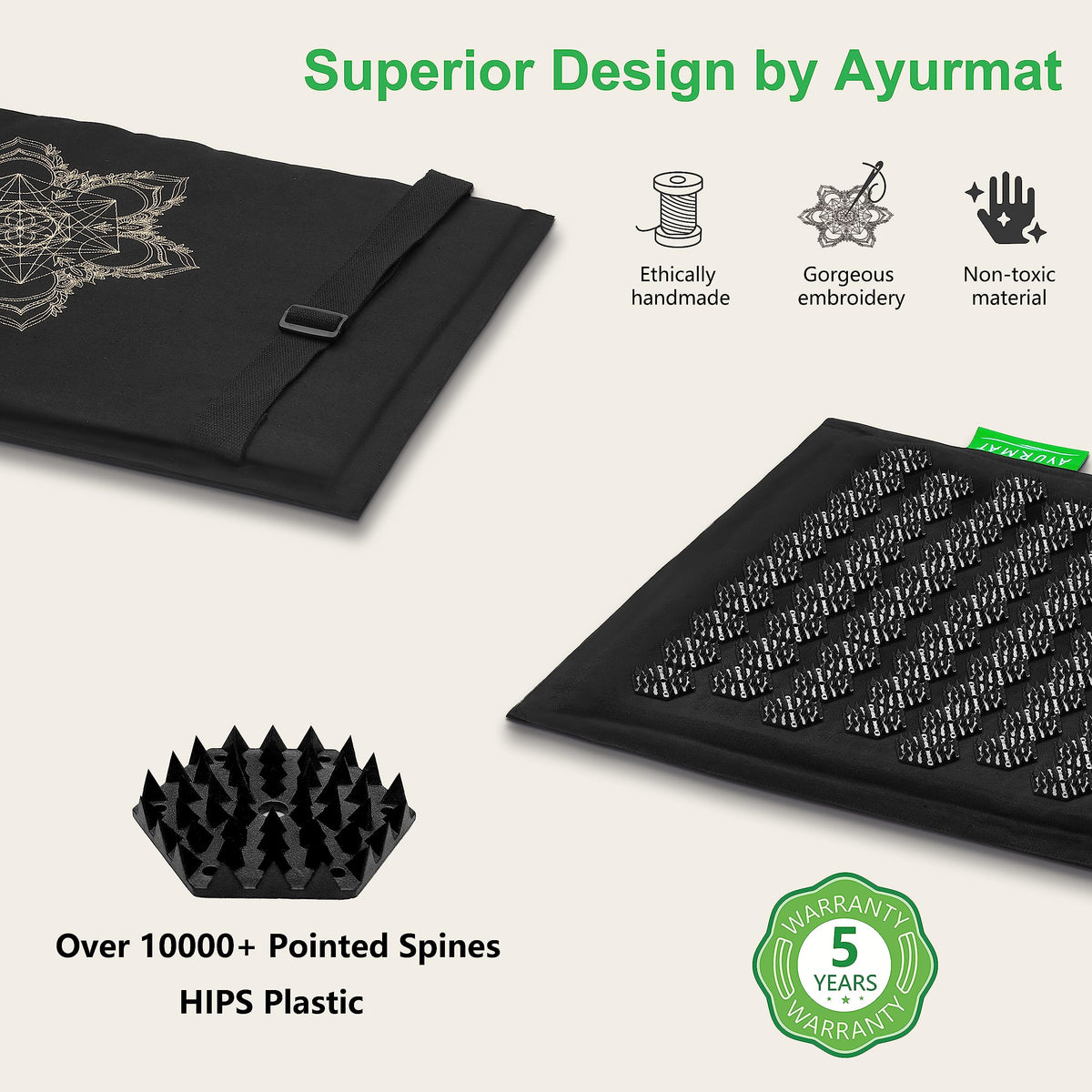 Acupressure Mat and Pillow Set (XL-5Piece)