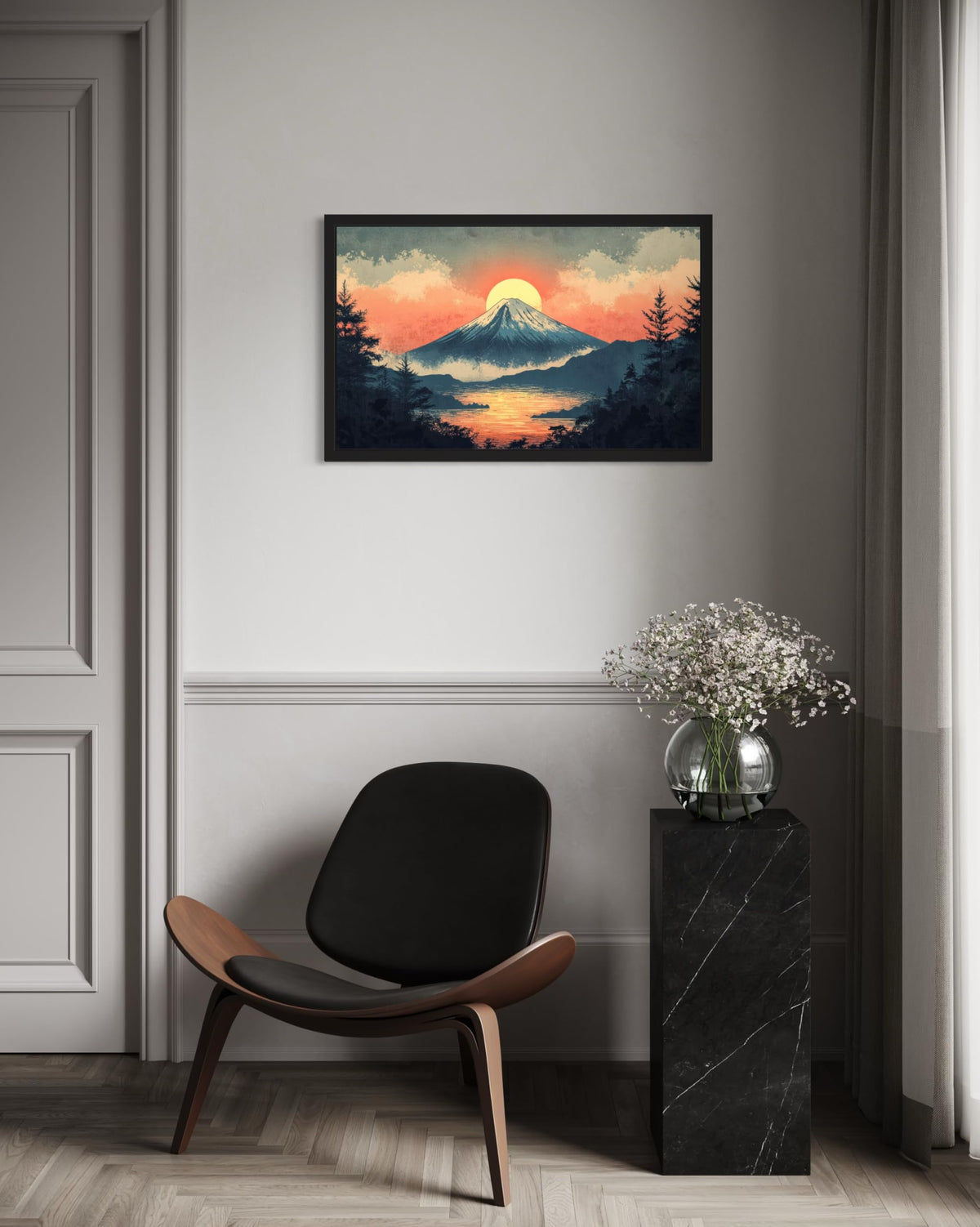 Mount Fuji Sunrise Unframed Wall Art Print Poster (Mount Fuji Sunrise / 20"L x 16"W)