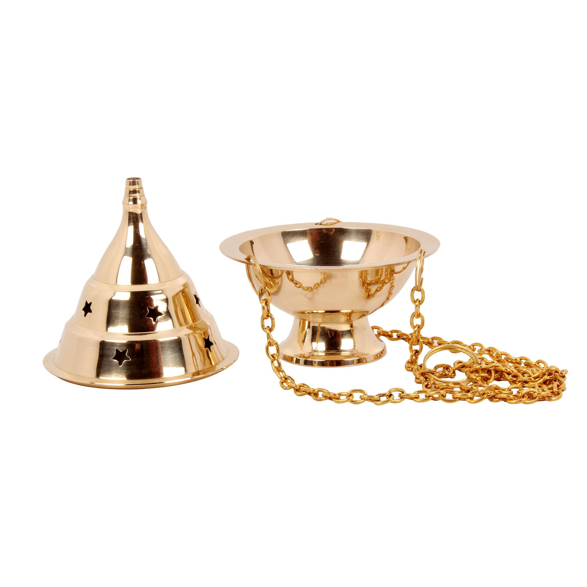 Brass Hanging Incense Censer with Chain for Charcoal (Brass)