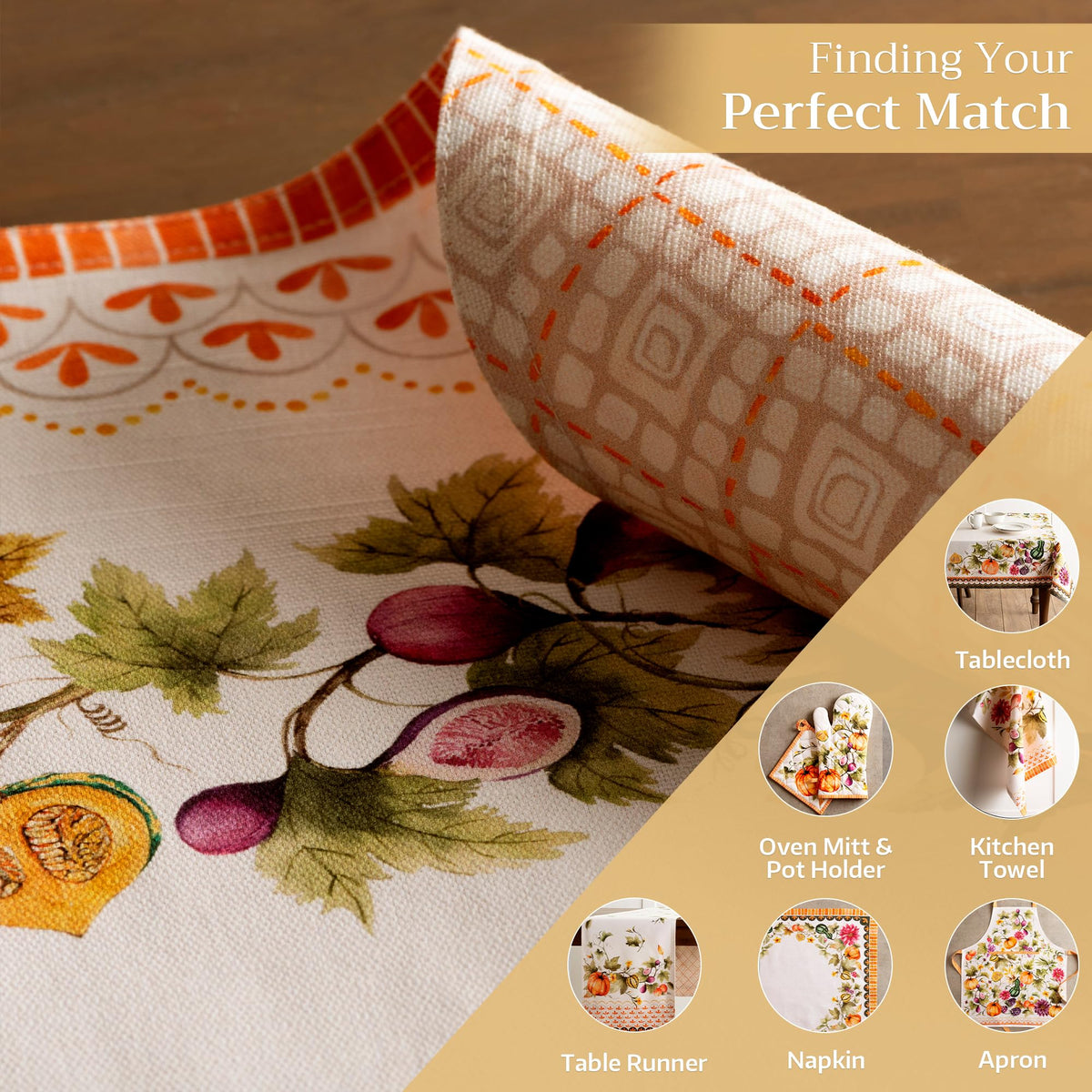 Placemats Set of 4 Reusable 100% Cotton (060 - Pumpkin Garden - Cloudy Cream / 13" X 19" (Pack of 4))
