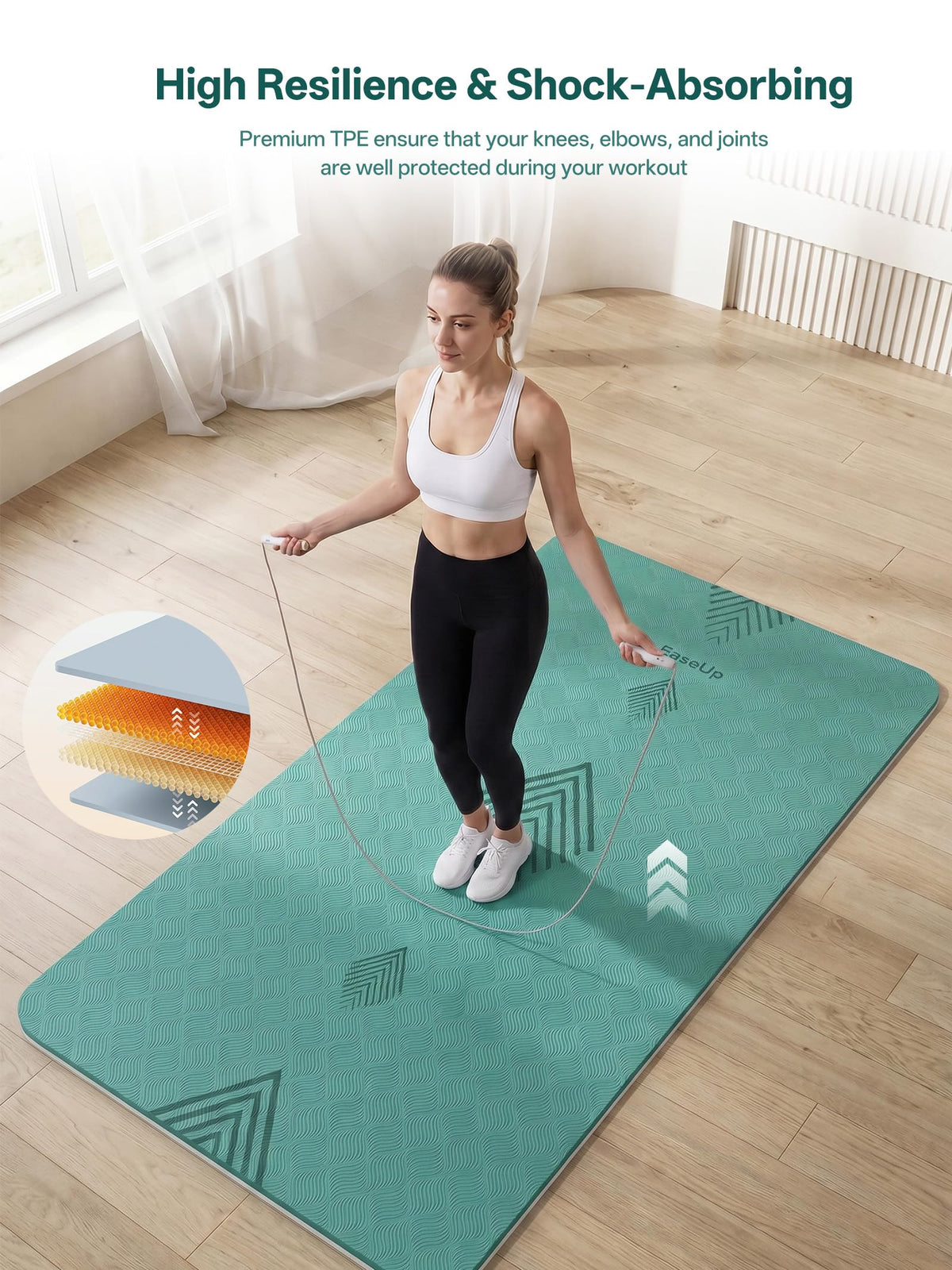 Large Yoga Mat 73x35.5x0.4" (Green/light green)