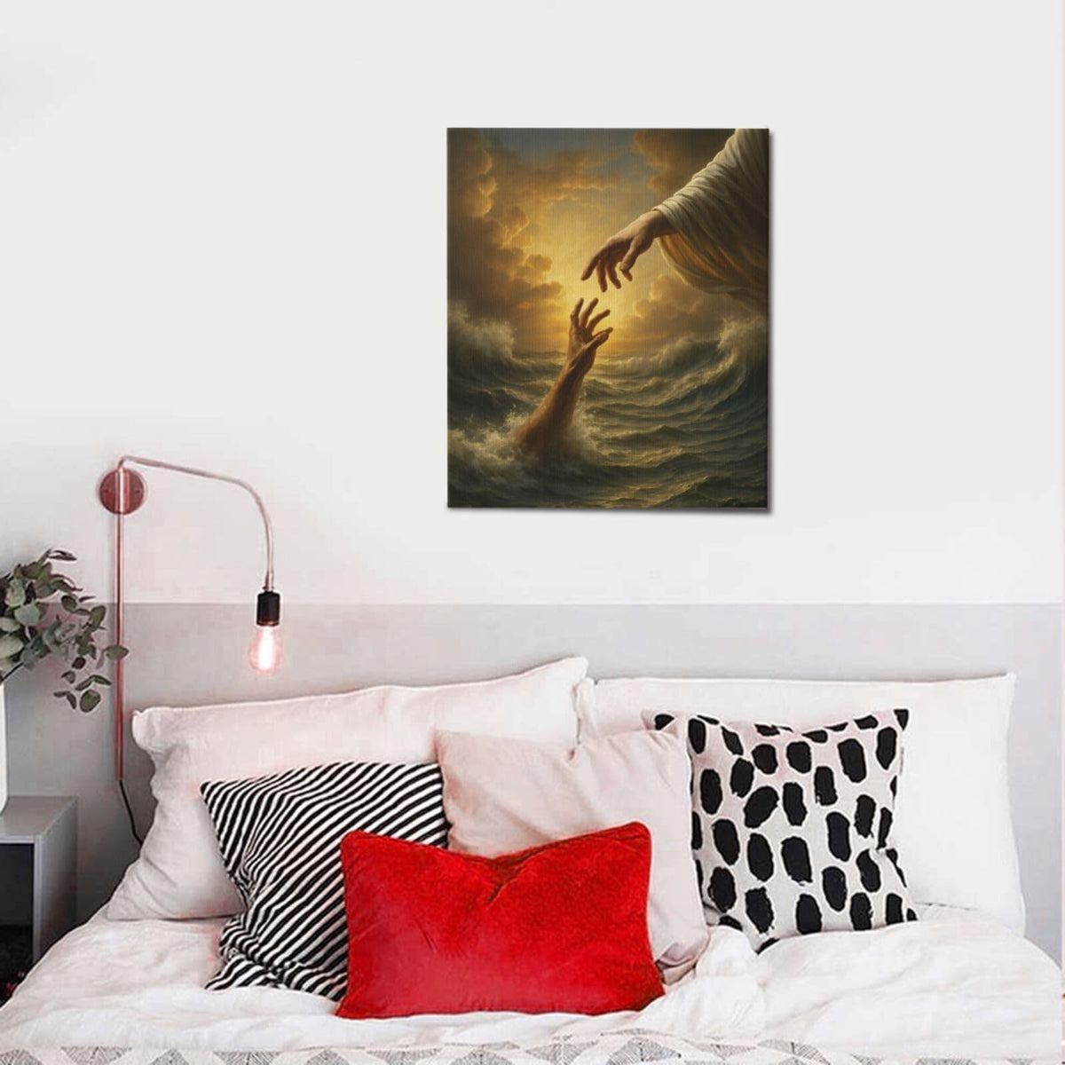 Jesus Wall Art Christian The Hand of God Wall Decor Religious Bible Canvas Paintings Pictures Christ Prints Artwork Framed Decorations For Church Prayer Room Bedroom Living Room Gifts 20" x 24" (Jesus / 24"L x 20"W)