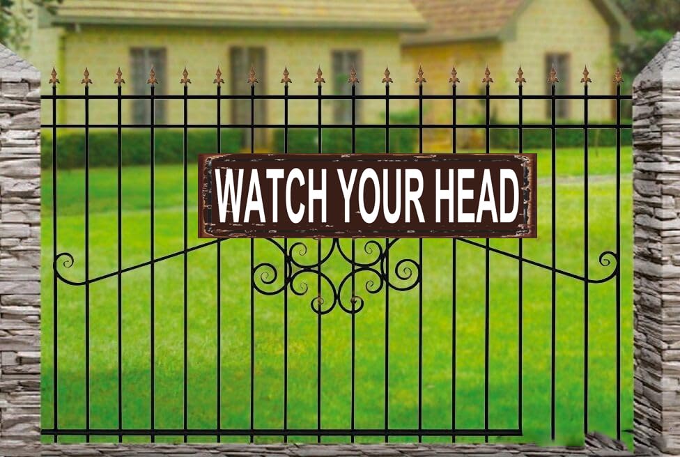 Watch Your Head" Vintage Metal Caution Sign (Watch Your Head / 16 x 4 Inch)