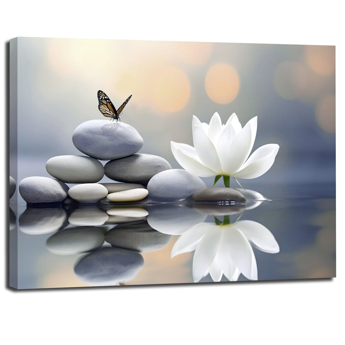 Lotus Zen Canvas Print Wall Art Modern Artwork Wall Decor (16"L x 24"W / ZEN-1)
