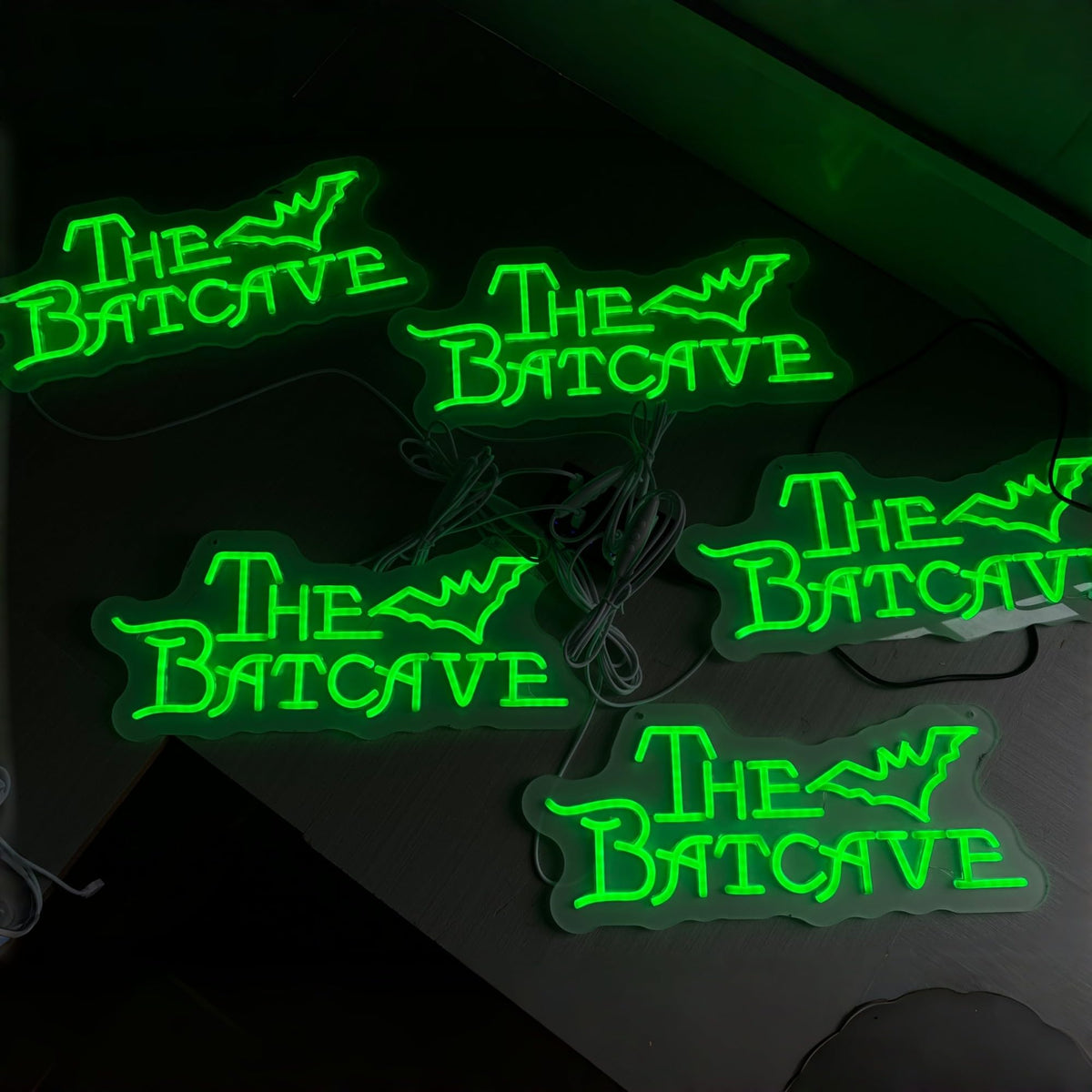 Bat Shaped Cave Neon Sign Halloween Gothic LED Wall Decor (The Batcave-Green)