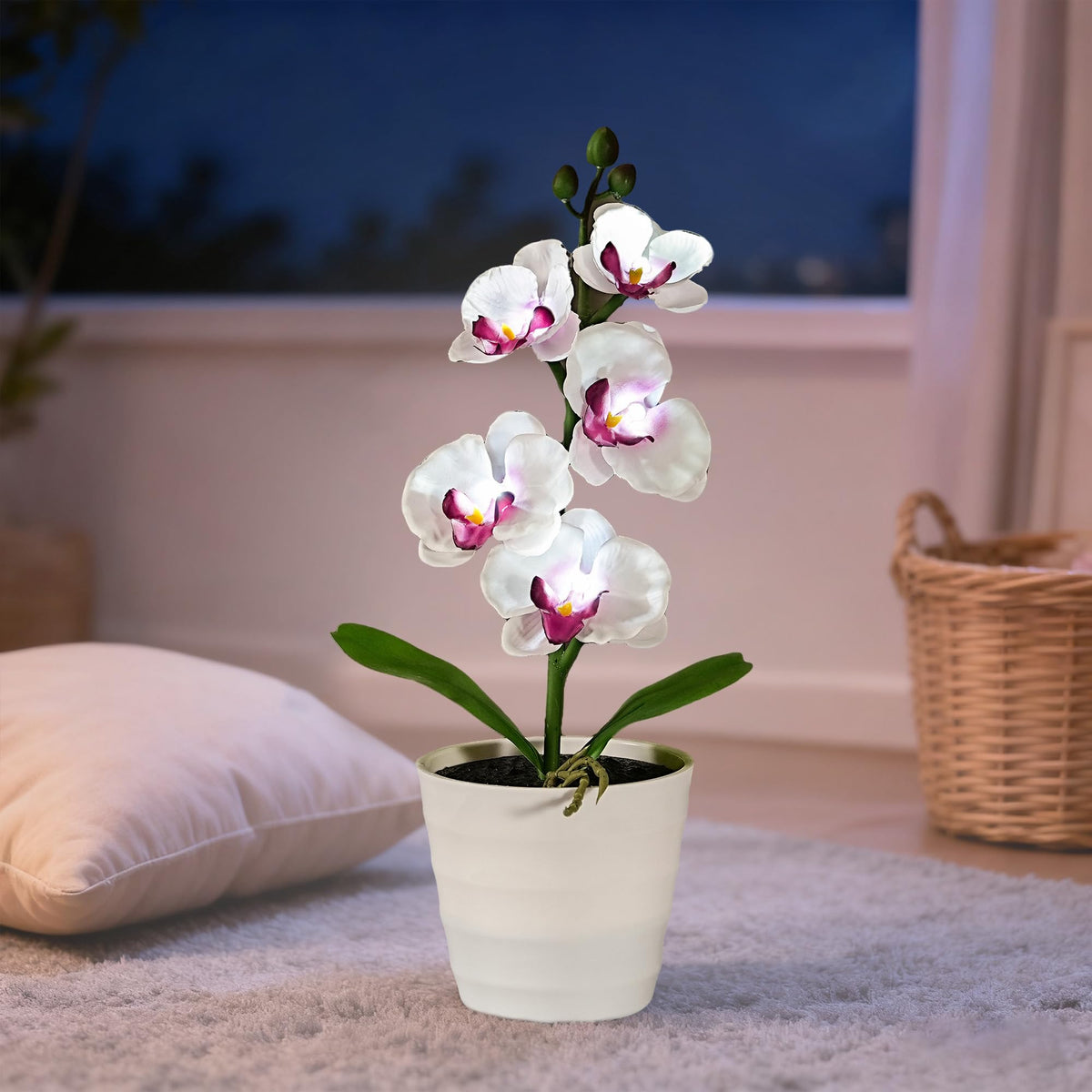 Artificial White Phalaenopsis Orchid Flower Lamp (Orchids-White)