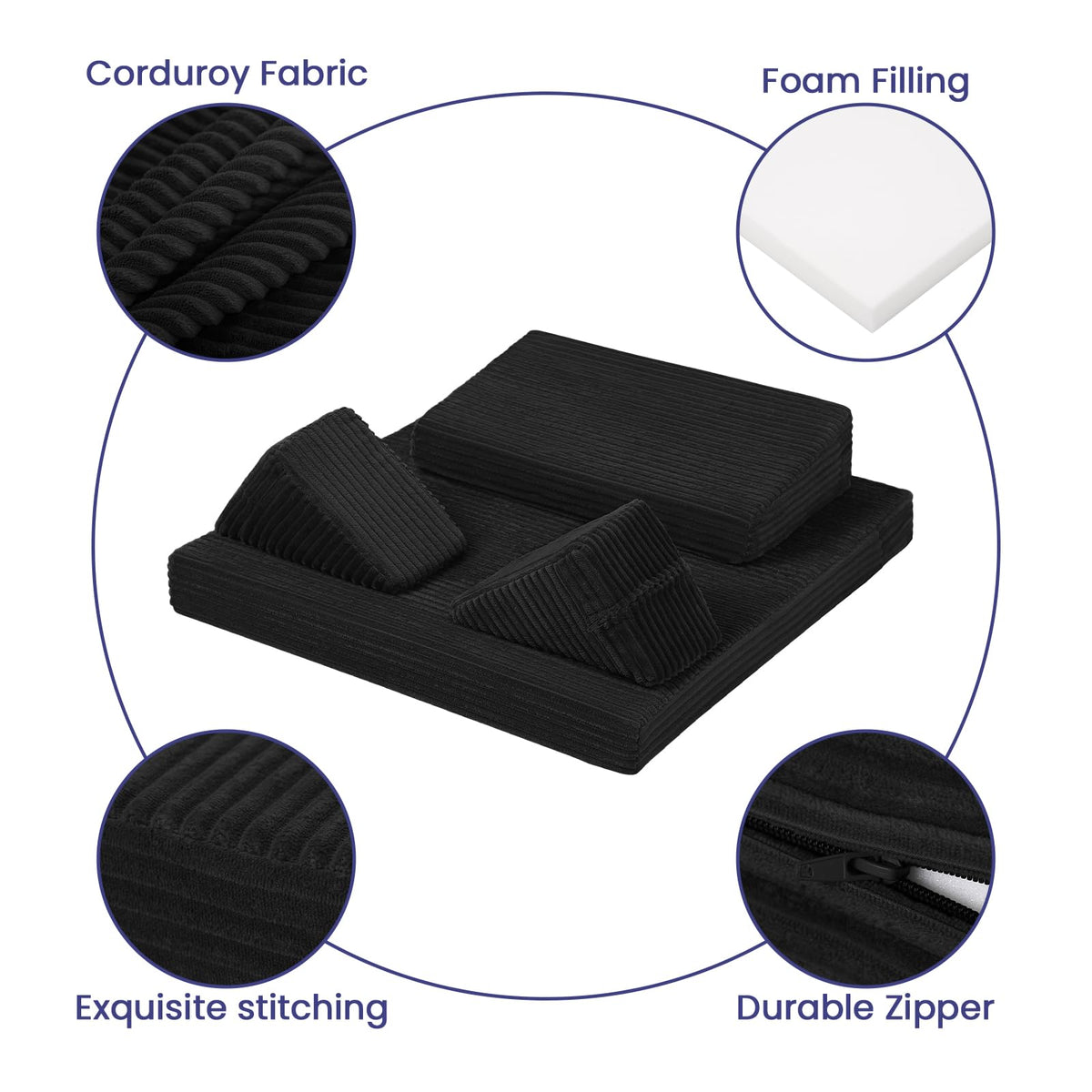 Meditation Cushion (Black / 24X24X2 Inch)