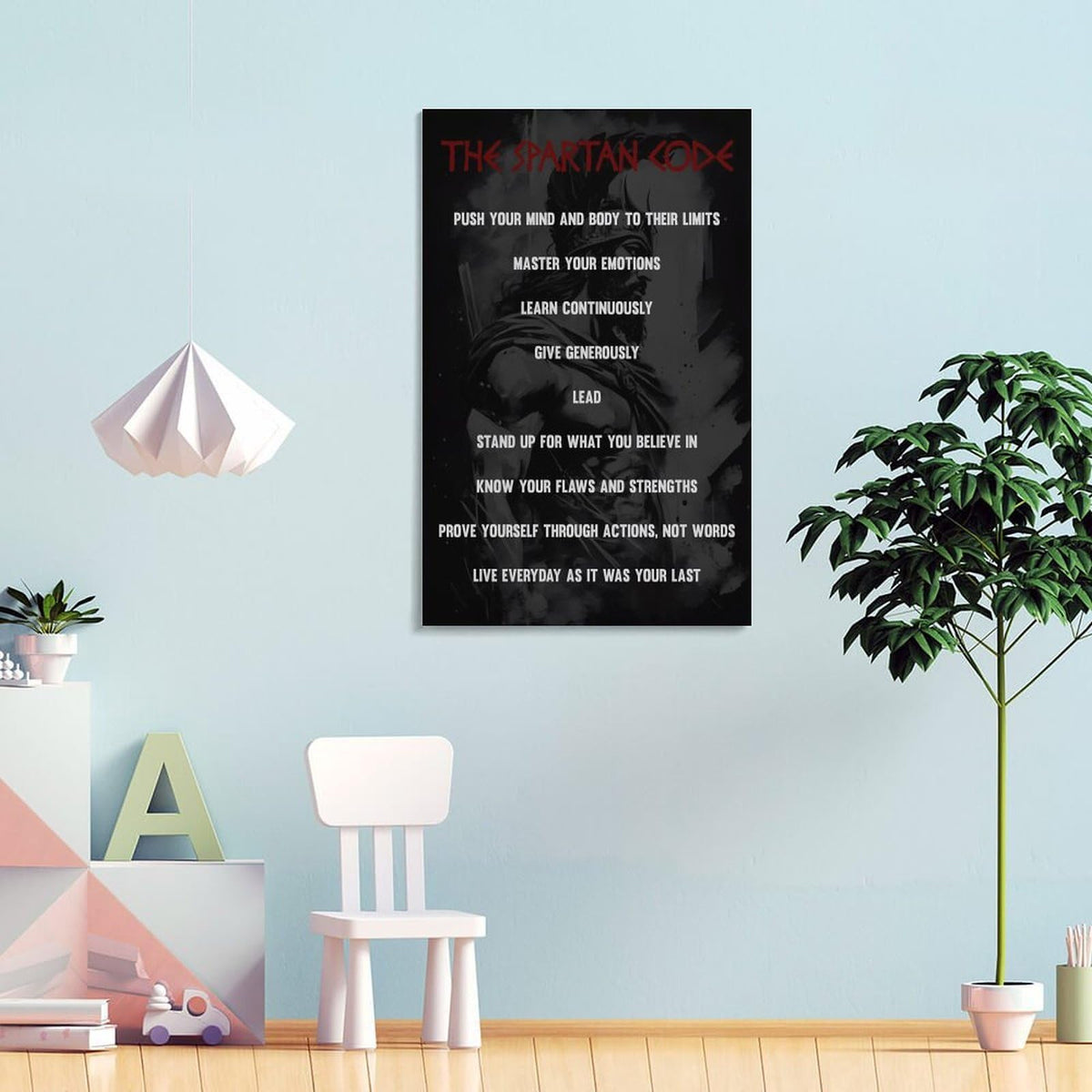 The Spartan Code Abstract Art Printed Canvas Printing Wall Art Prints Wall Decor Posters Dark Warrior Philosophy Motivational Black Red Living Room Bedroom Office Gym Decor 20x30inch (style-11 / 20x30inch(50x75cm) Frame)