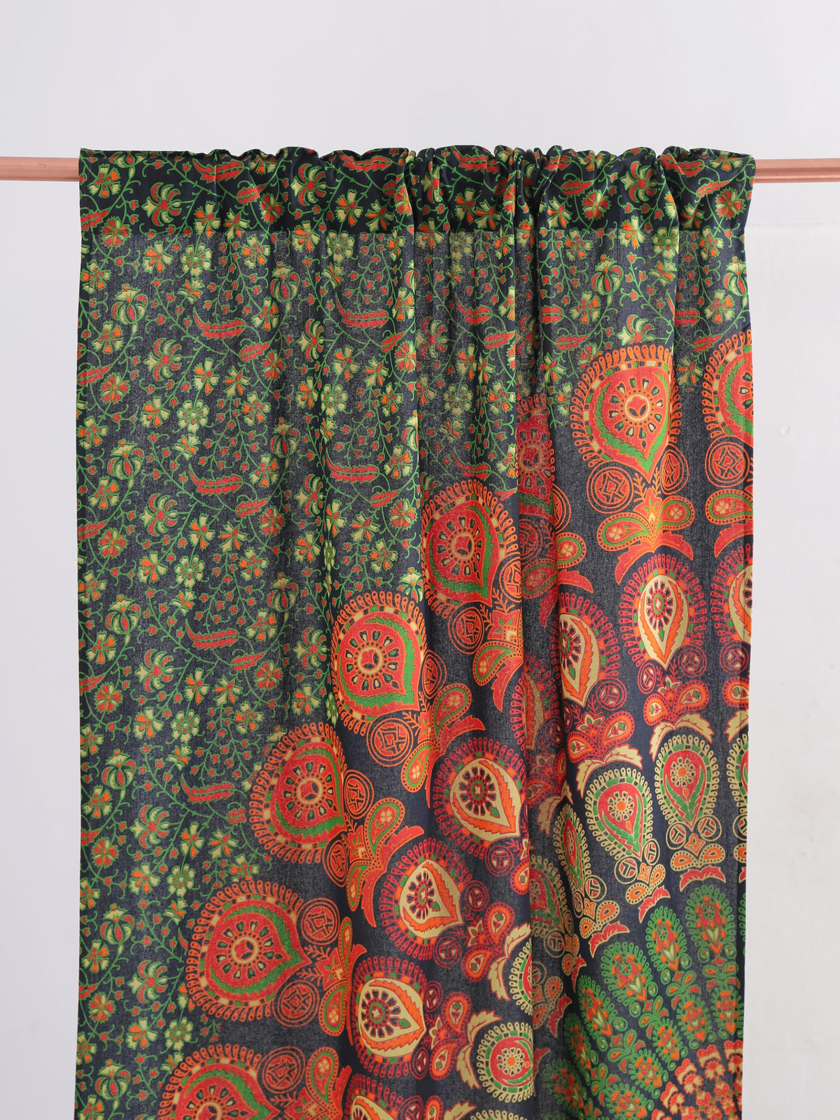 Indian Hippie Bohemian Beautiful Peacock Mandala Curtain Panels Olive Green (Olive Green / 38"W x 83"L (Pack of 2))